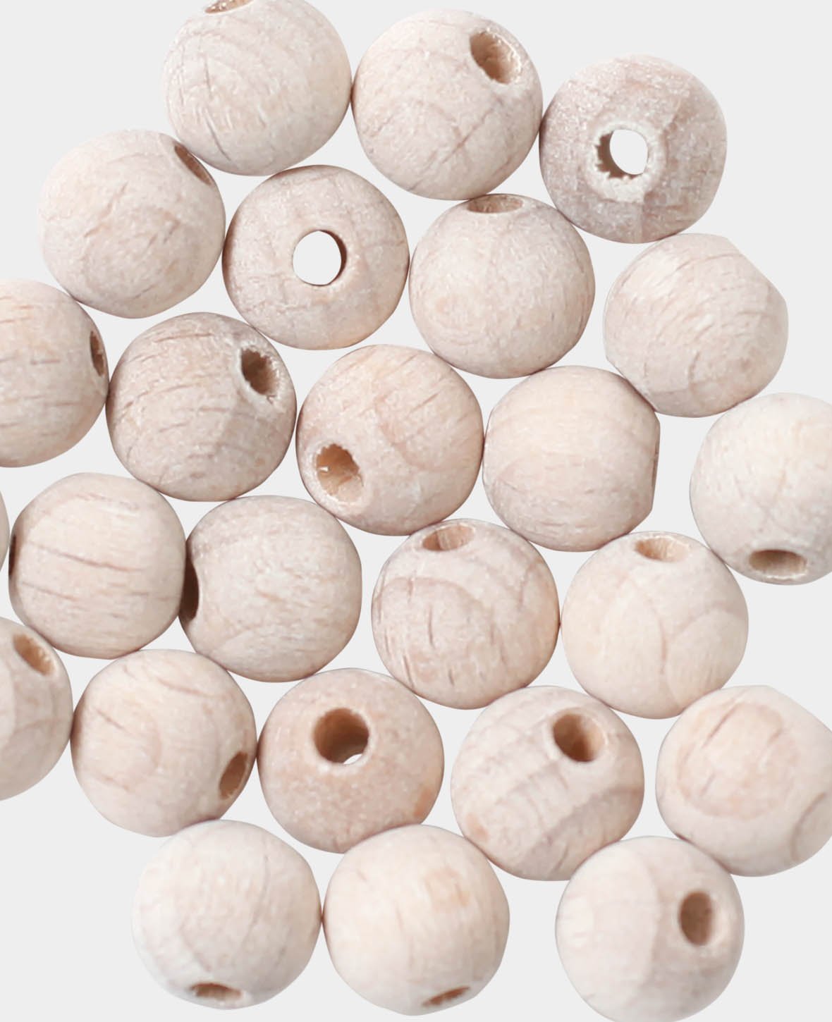 Rohholzkugeln Ø 8 mm, mit Ø 2 mm Bohrung, Natur, 25 Stk.