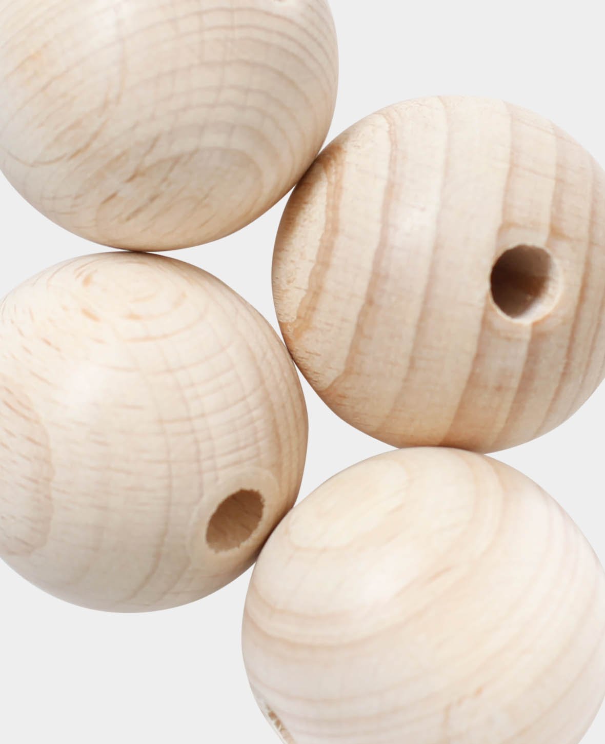 Rohholzkugeln Ø 30 mm, mit Ø 6 mm Bohrung, Natur, 4 Stk.