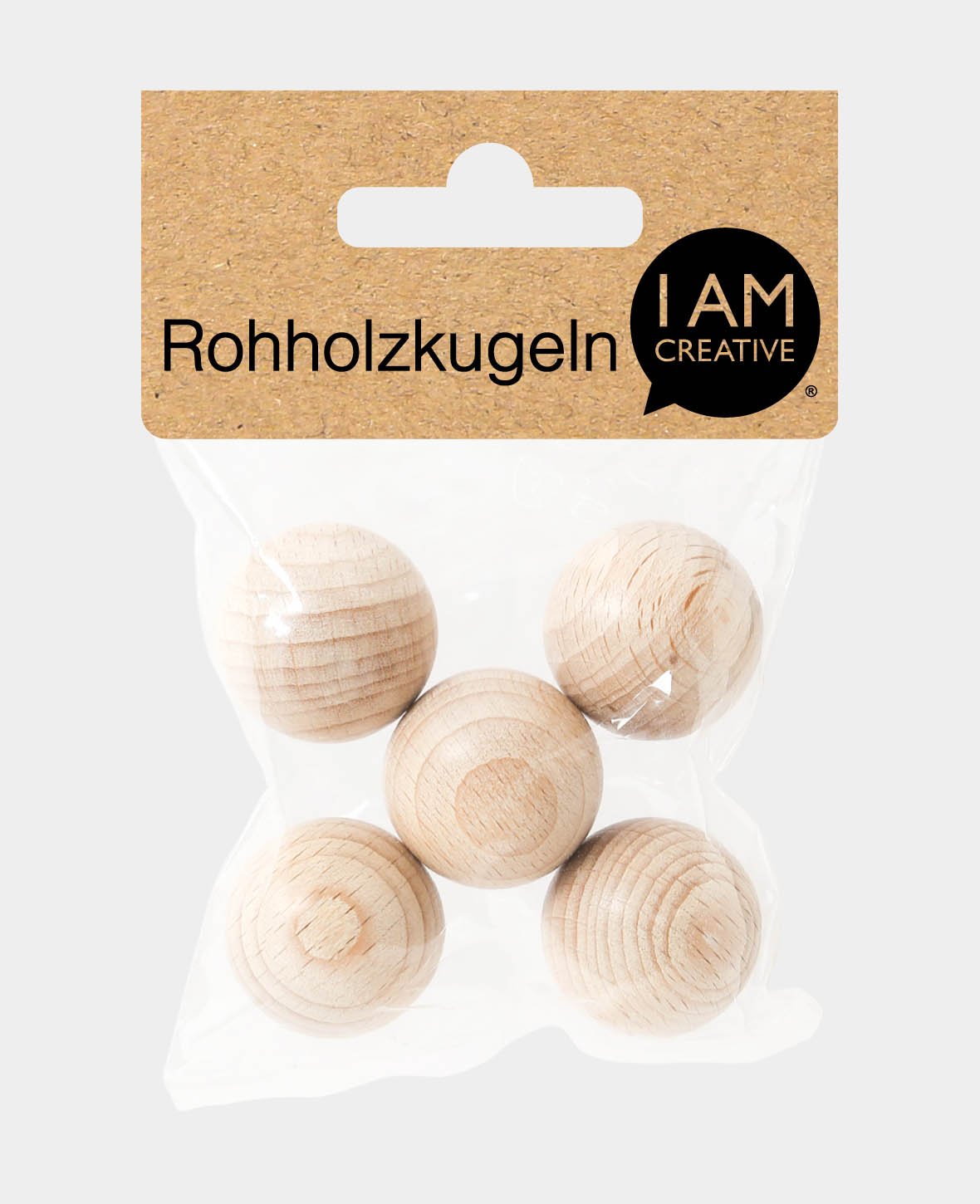 Rohholzkugeln Ø 25 mm, Natur, 5 Stk.