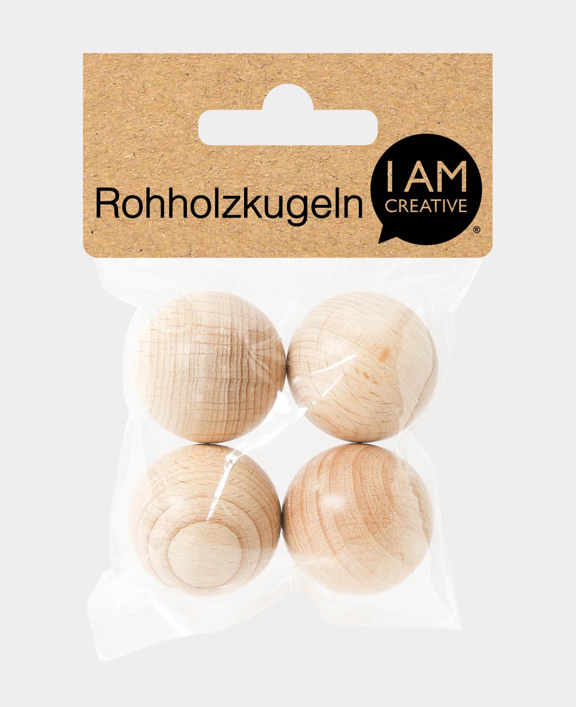 Rohholzkugeln Ø 30 mm, Natur, 4 Stk.