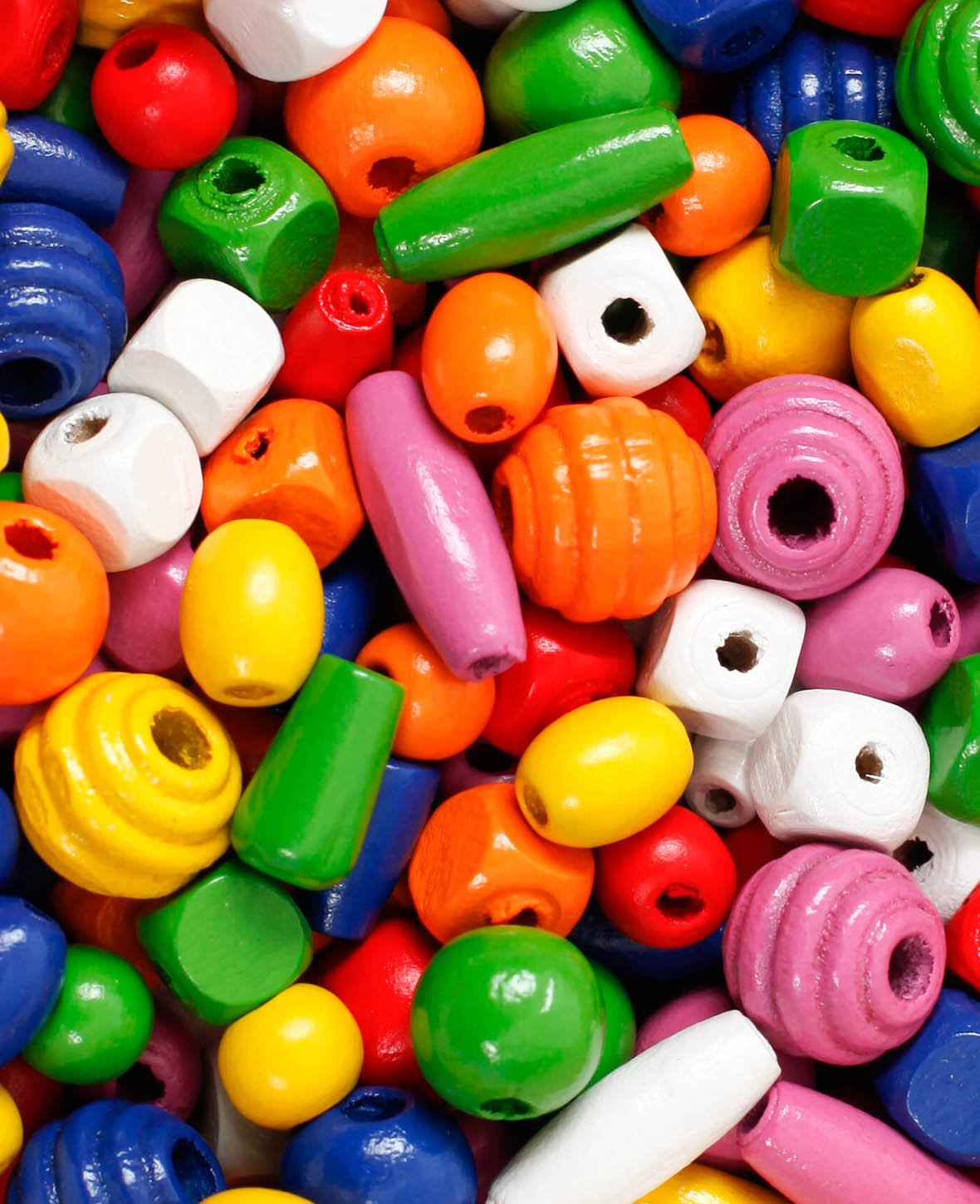 Wooden Beads Set Ø 9-25 mm, Colorful, approx. 250 pieces.