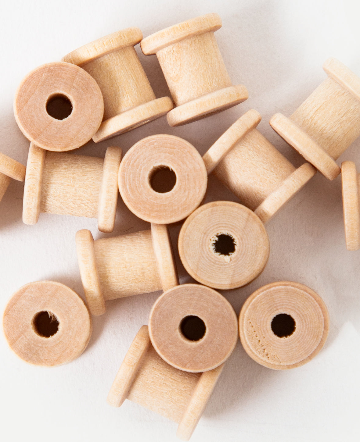 Wooden spools, ø 12 x 13 mm, brown, 15 pcs.