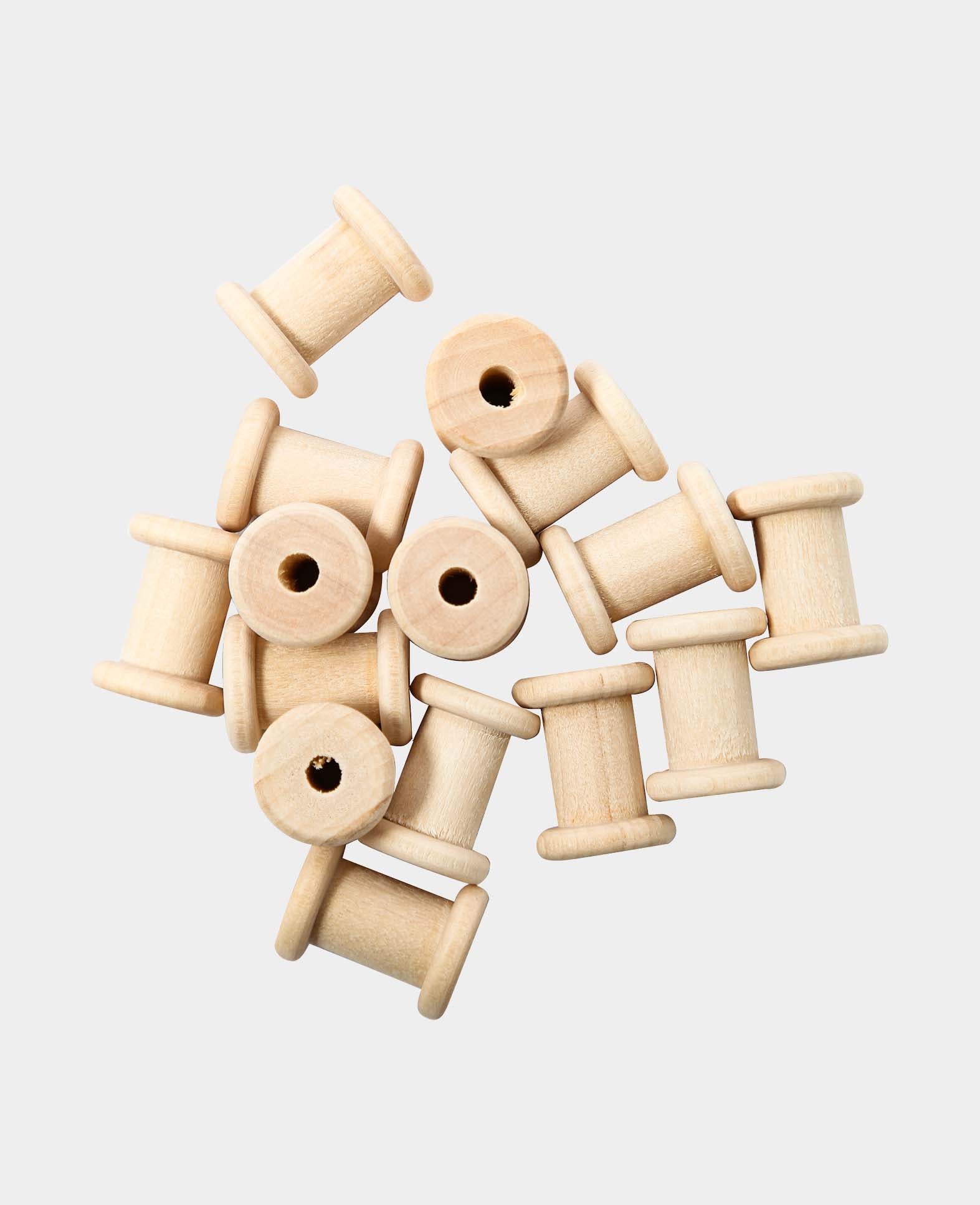 Wooden Spools, ø 22 x 28 mm, Brown, 15 pcs.