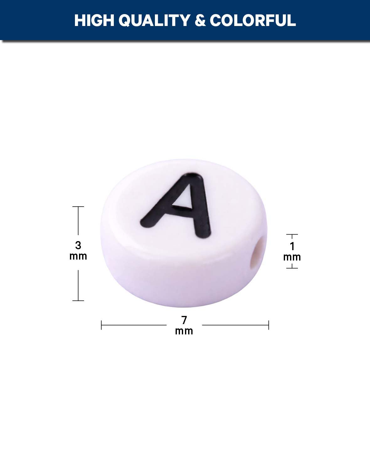 Schmuckperlen – Buchstaben rund, bunt, 6 mm, 40 g