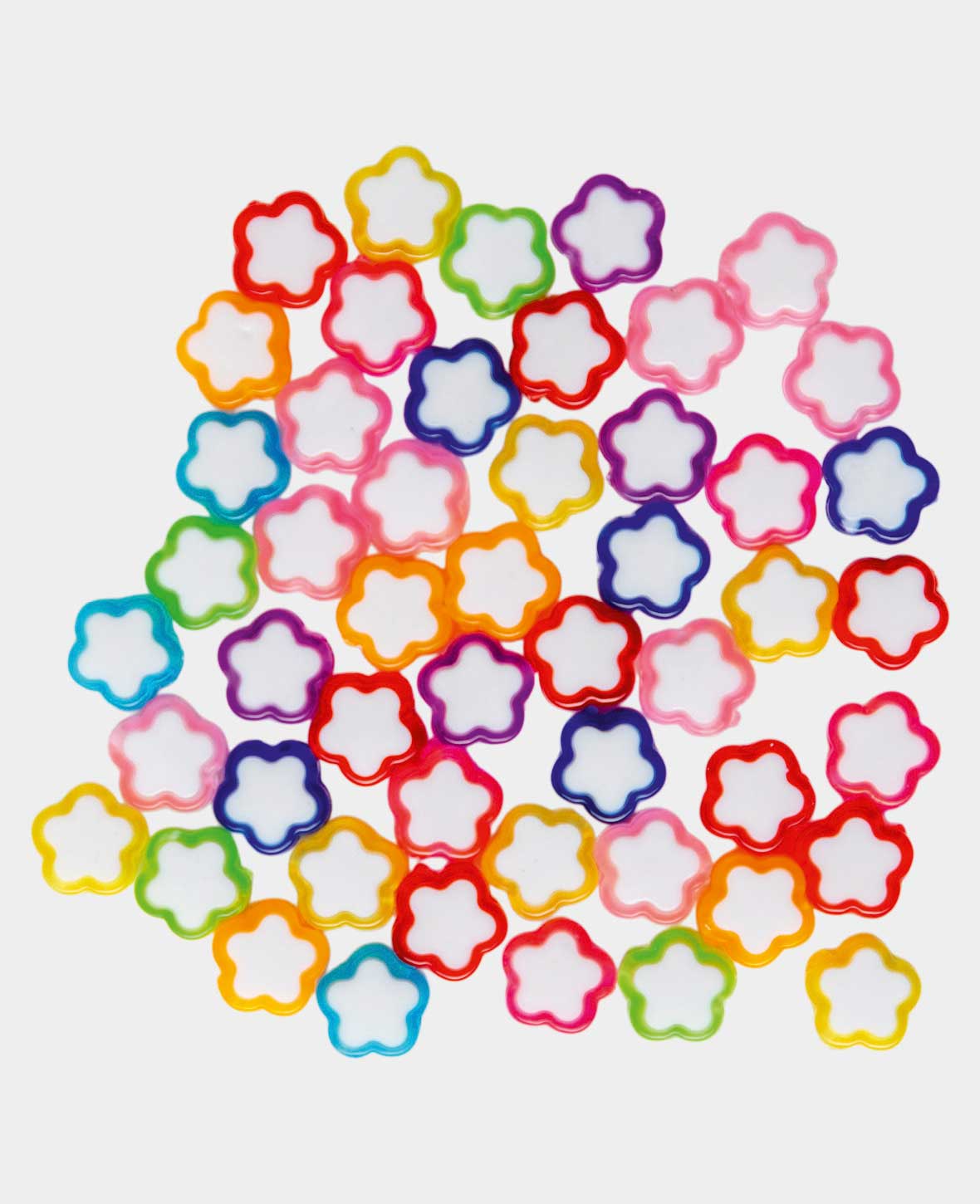 Schmuckperlen – Blumen bunt, 8x7 mm, 50 Stk., Kunststoff