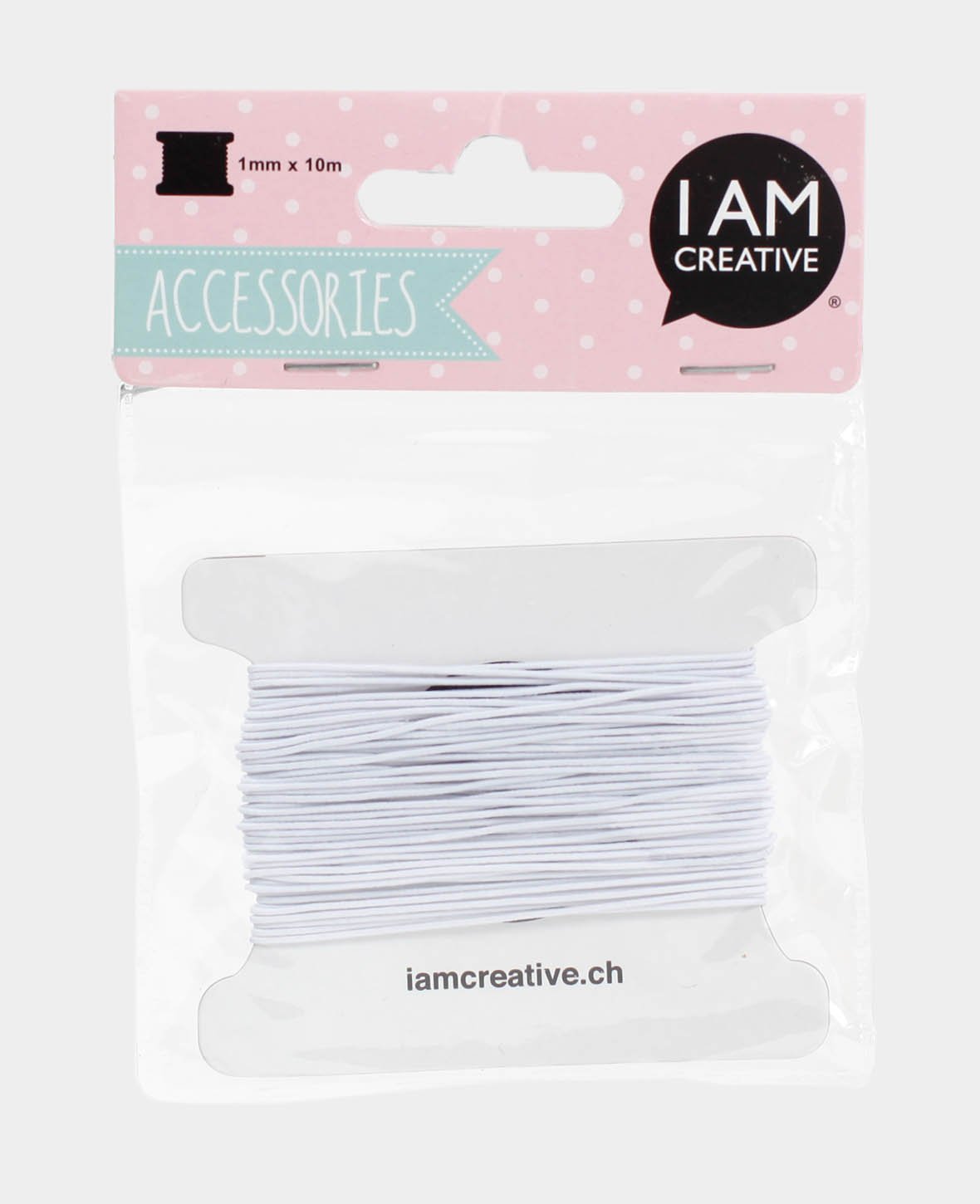 Elastic jewelry cord, ø 1 mm x 10 m, elastic band for crafts and jewelry making, white