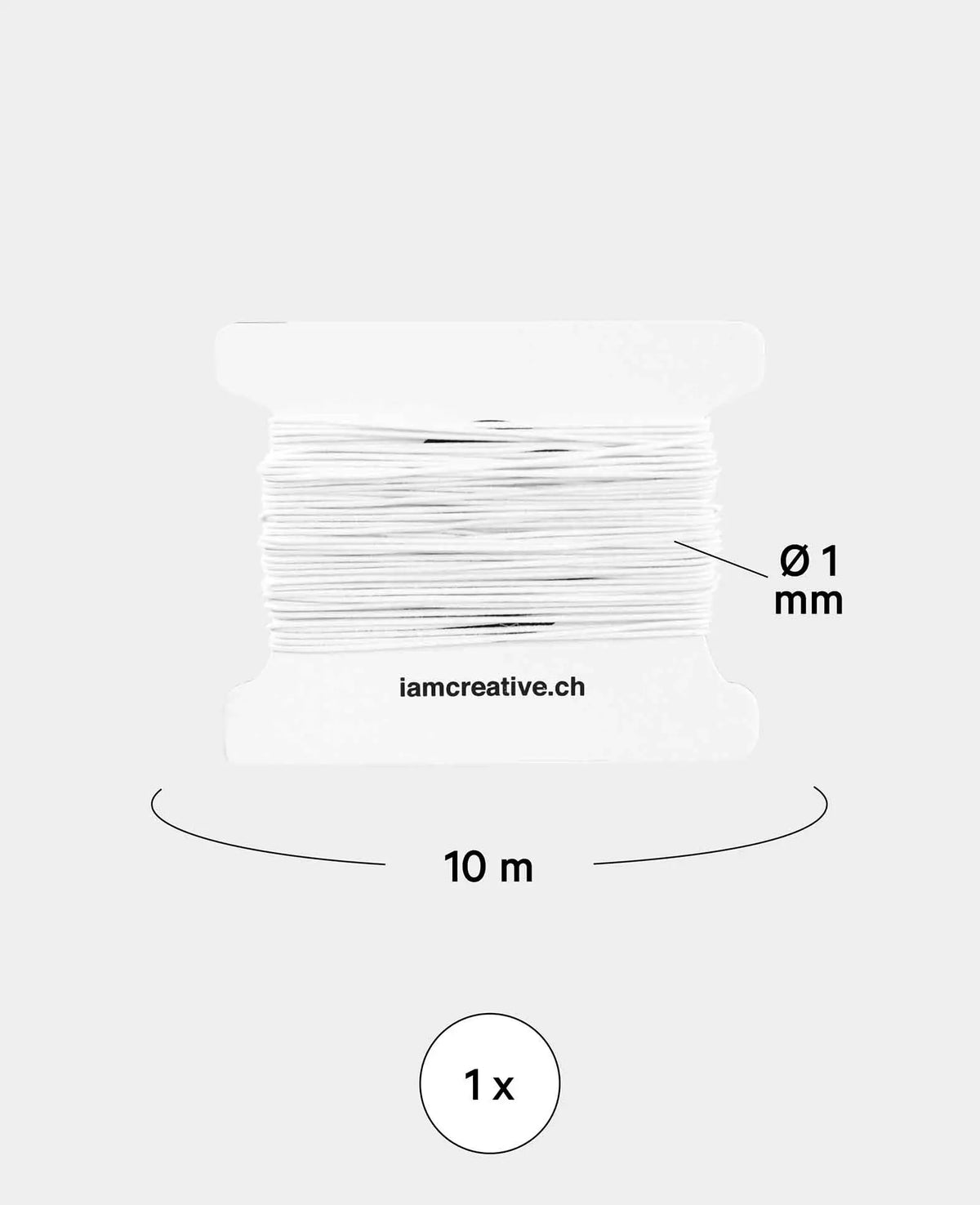 Elastic jewelry cord, ø 1 mm x 10 m, elastic band for crafts and jewelry making, white