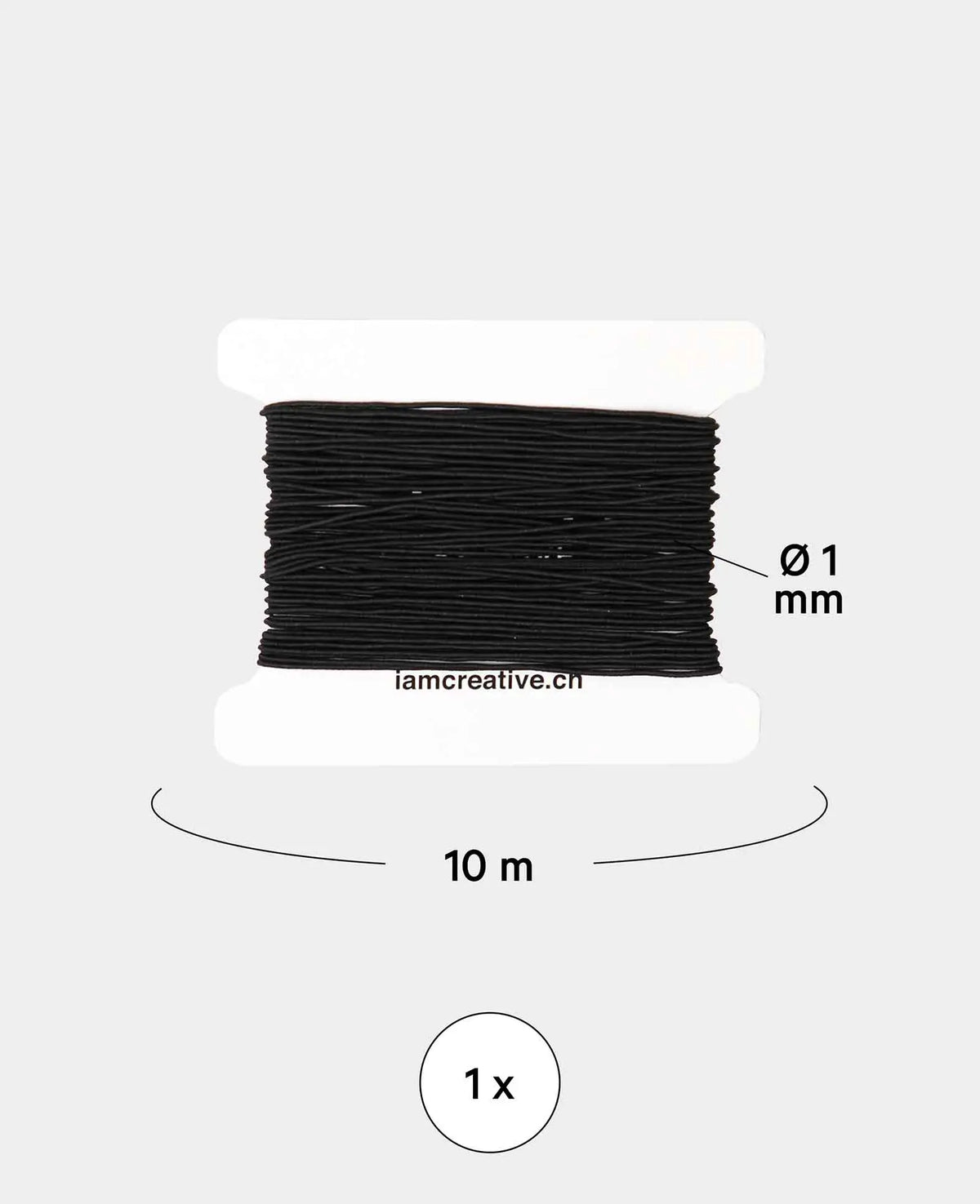 Schmuckband elastisch, ø 1 mm x 10 m, Gummiband für Bastelarbeiten und Schmuckkreationen, Schwarz