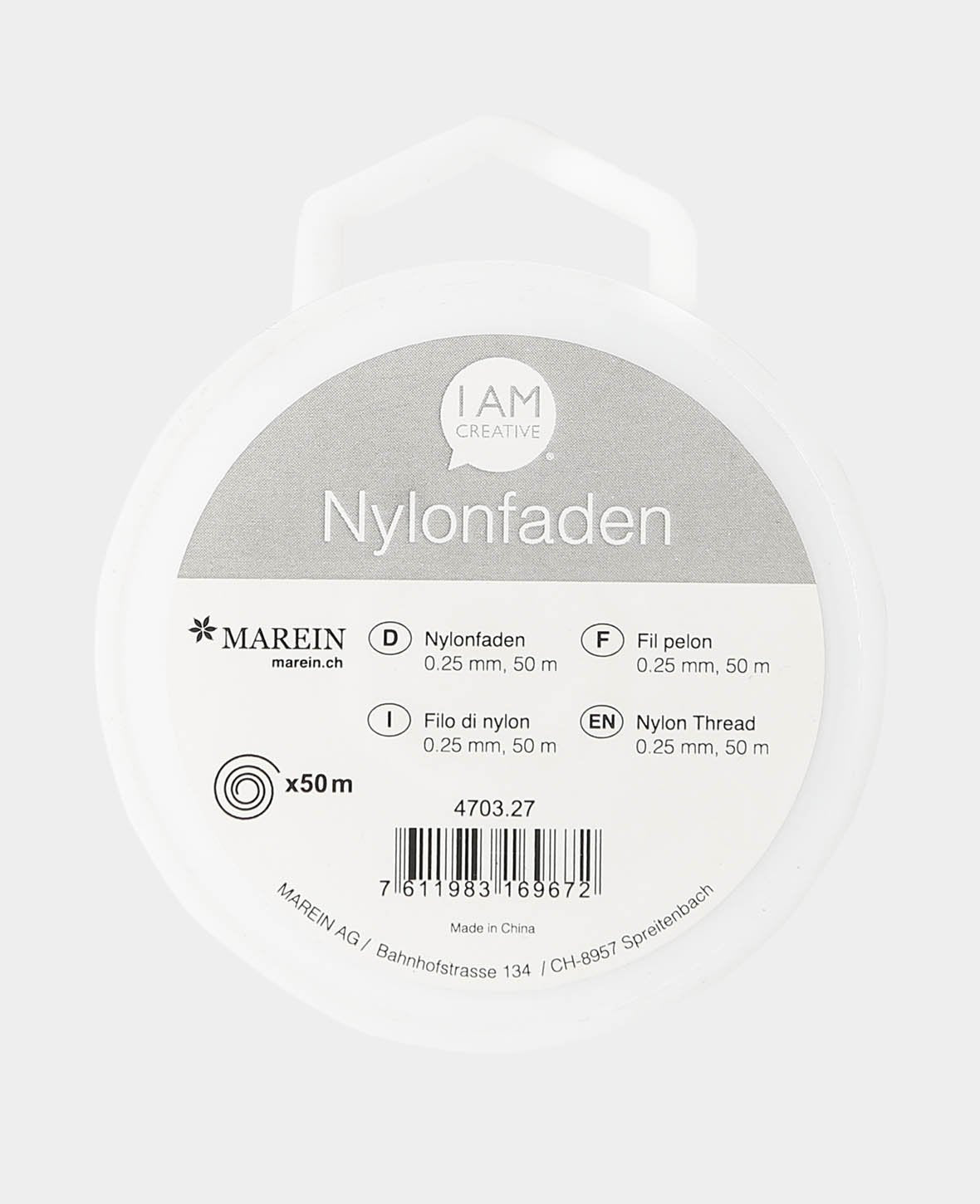Fil de nylon 0,25 mm x 50 m, transparent