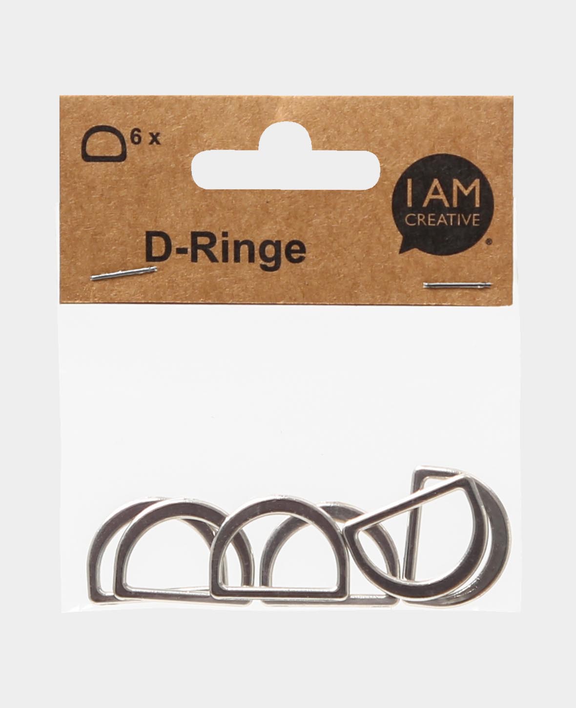 D-ring flat, silver, 25 x 20 mm, 6 pcs.