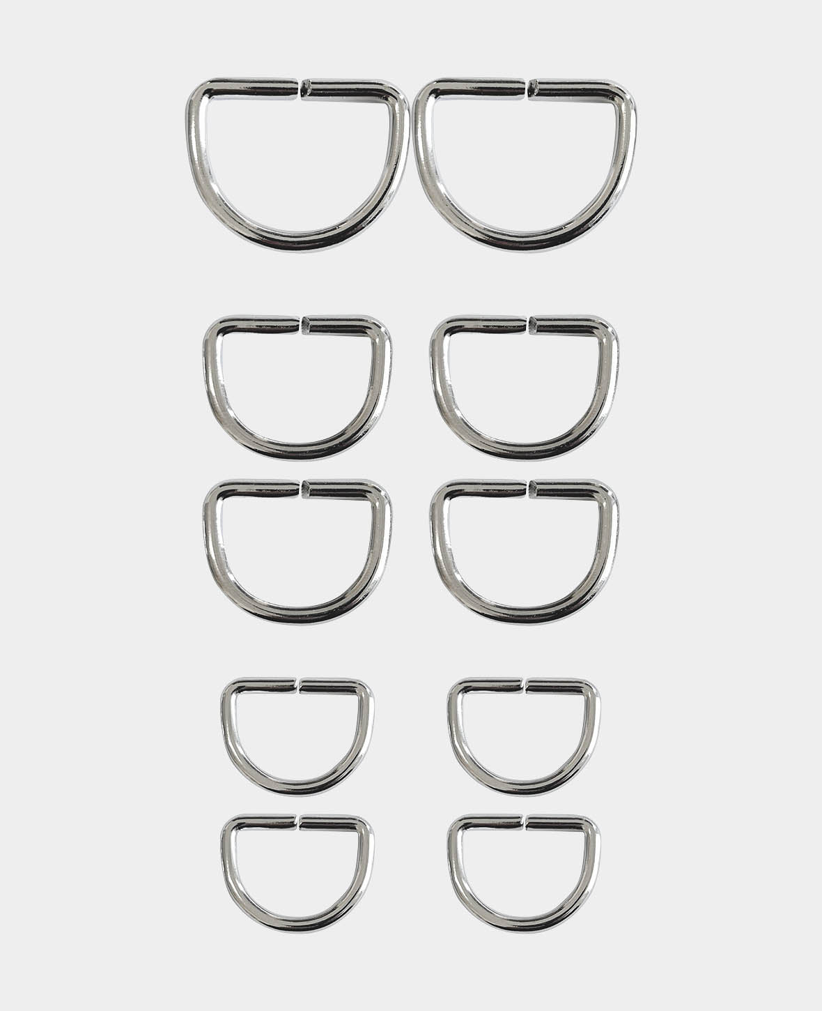 D-ring, silver, 32 x 22 mm, 6 pcs.