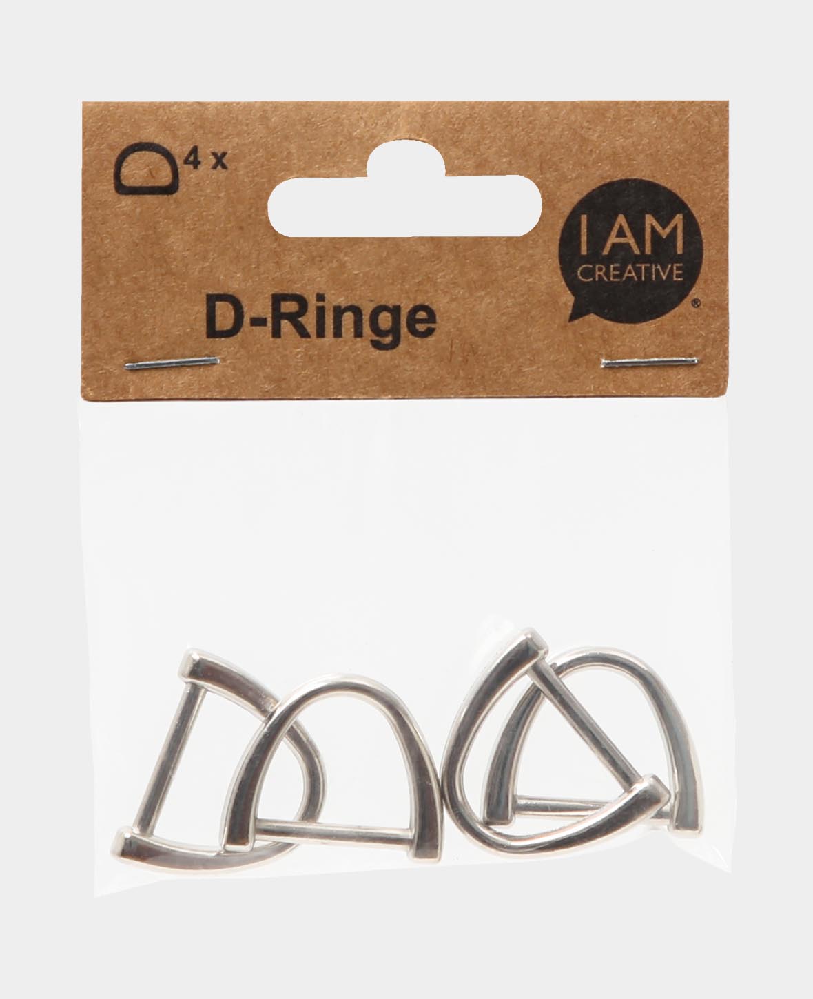 D-ring, silver, 28 x 25 mm, 4 pcs.