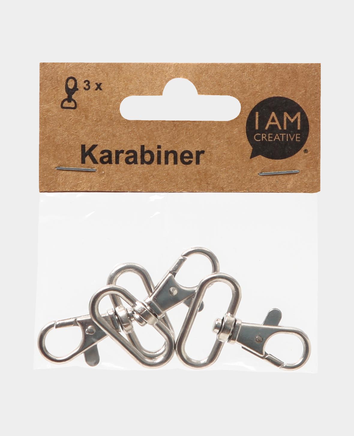 Swivel snap hook, silver, 42 x 30 mm, 3 pcs.