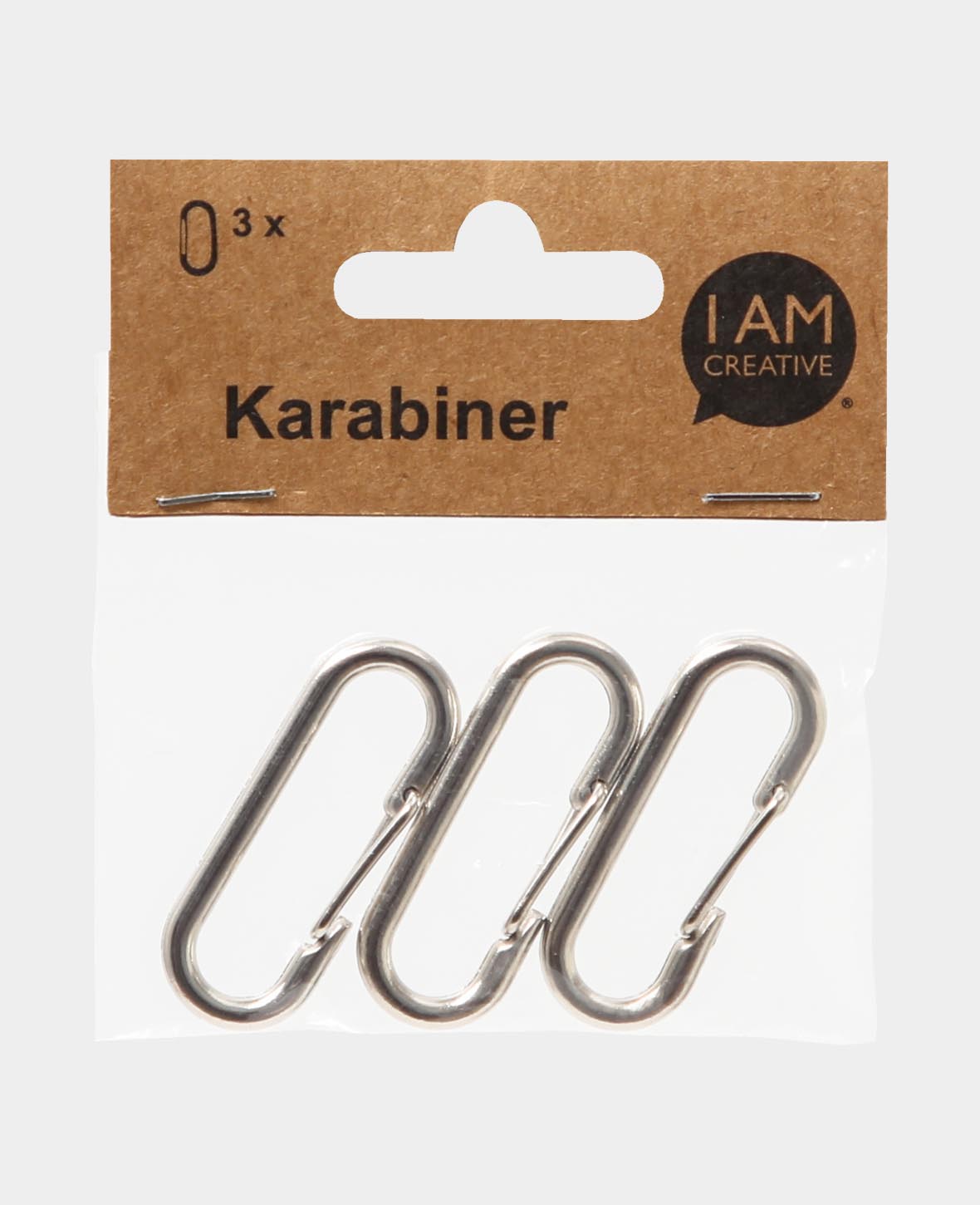 Carabiner, silver, 47 x 15 mm, 3 pcs.