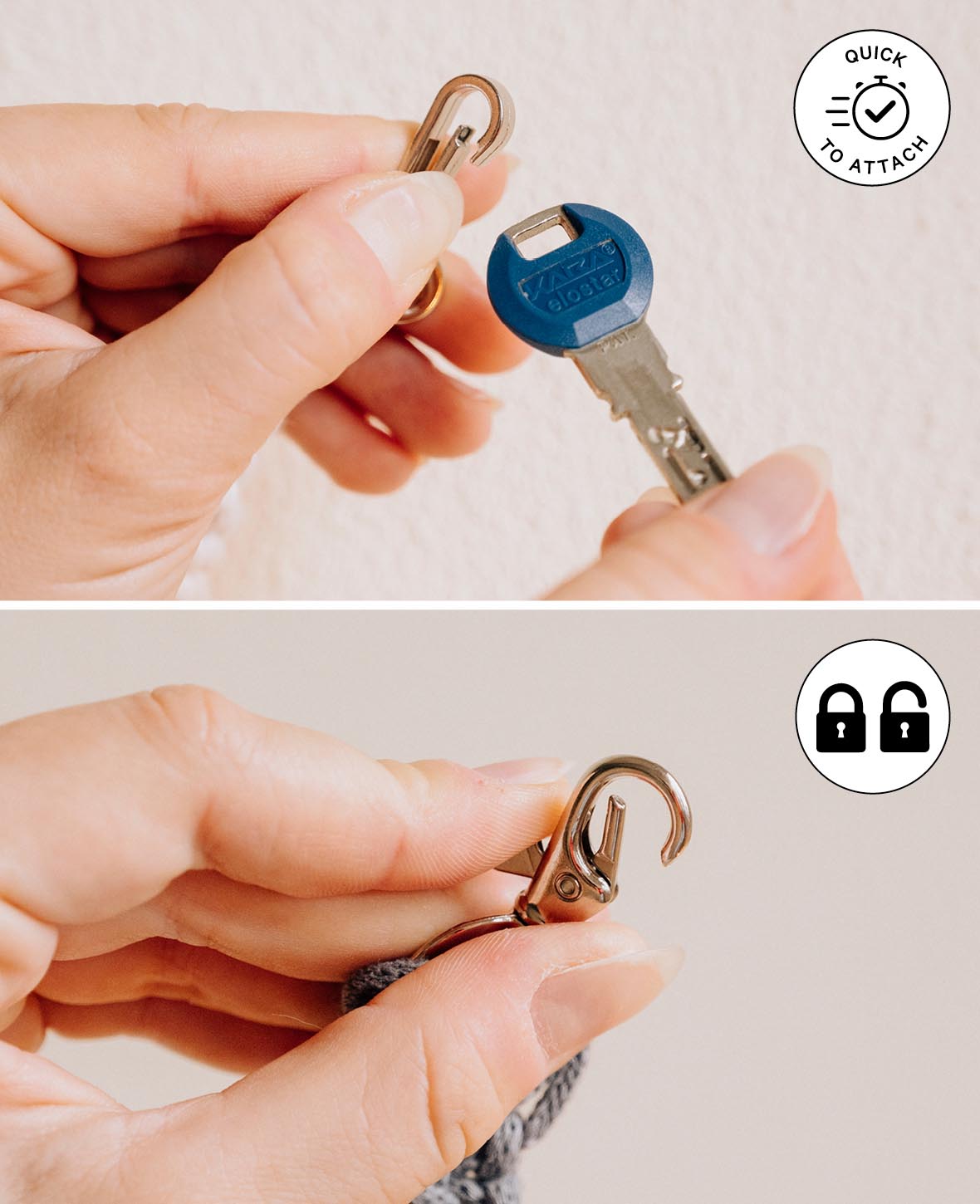 Carabiner, silver, 47 x 15 mm, 3 pcs.