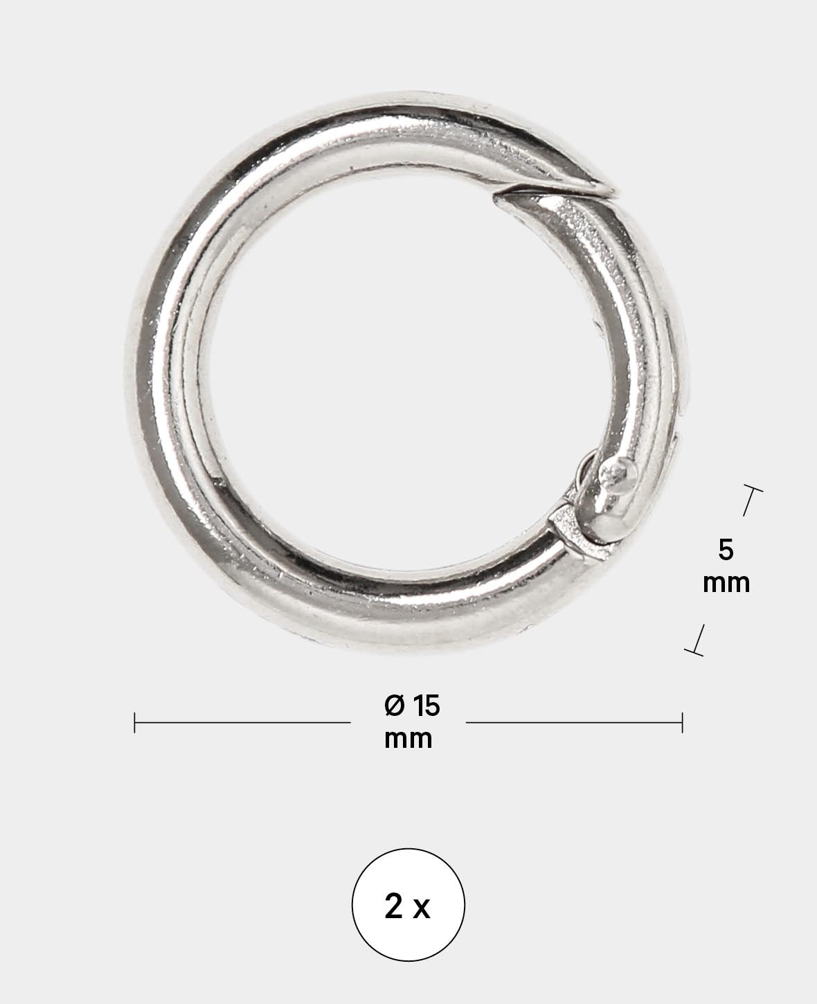 Schlüsselringe, Silber, ø 37 x 5 mm, 2 Stk.