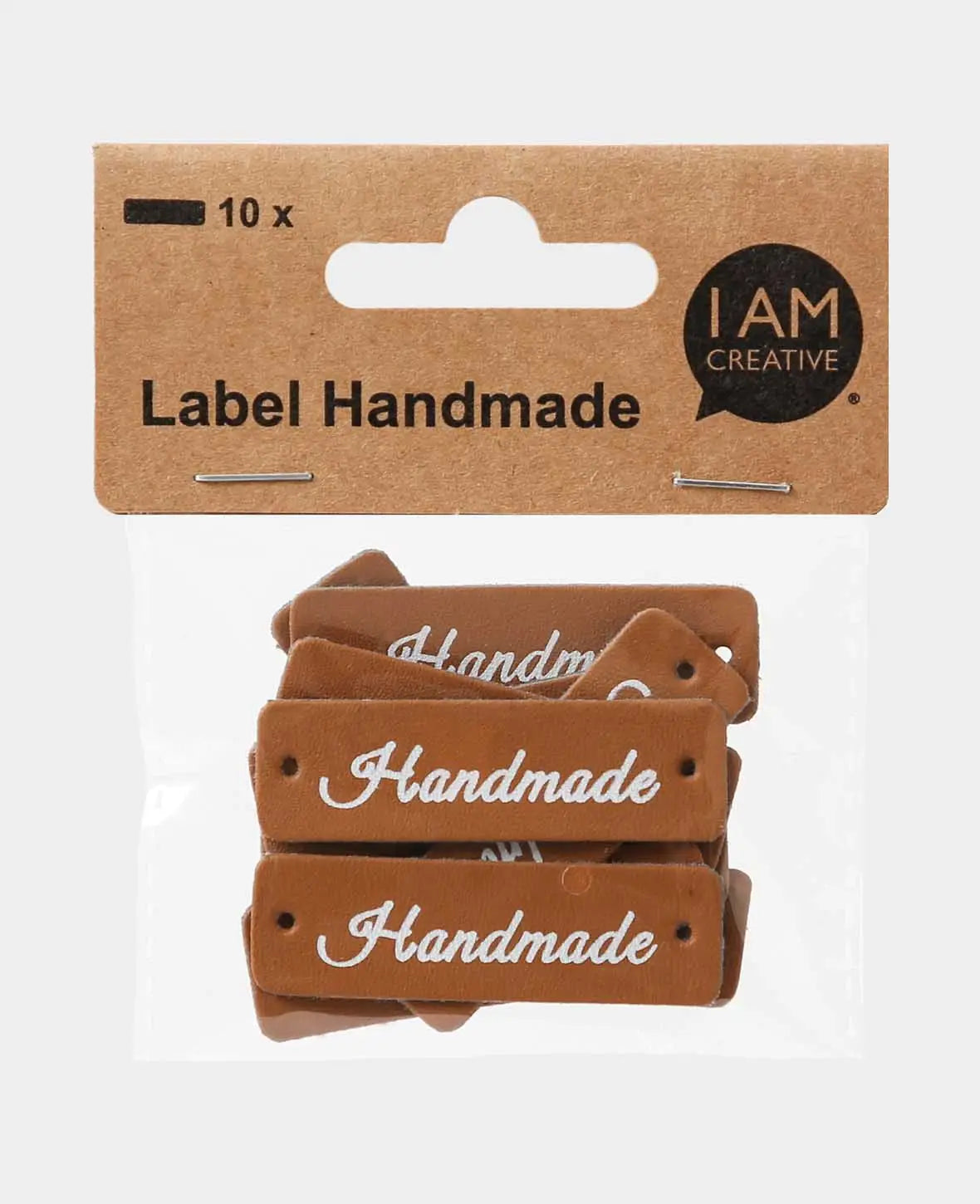 Label Handmade, Braun & Weiss, 50 x 15 x 1 mm, 10 Stk.