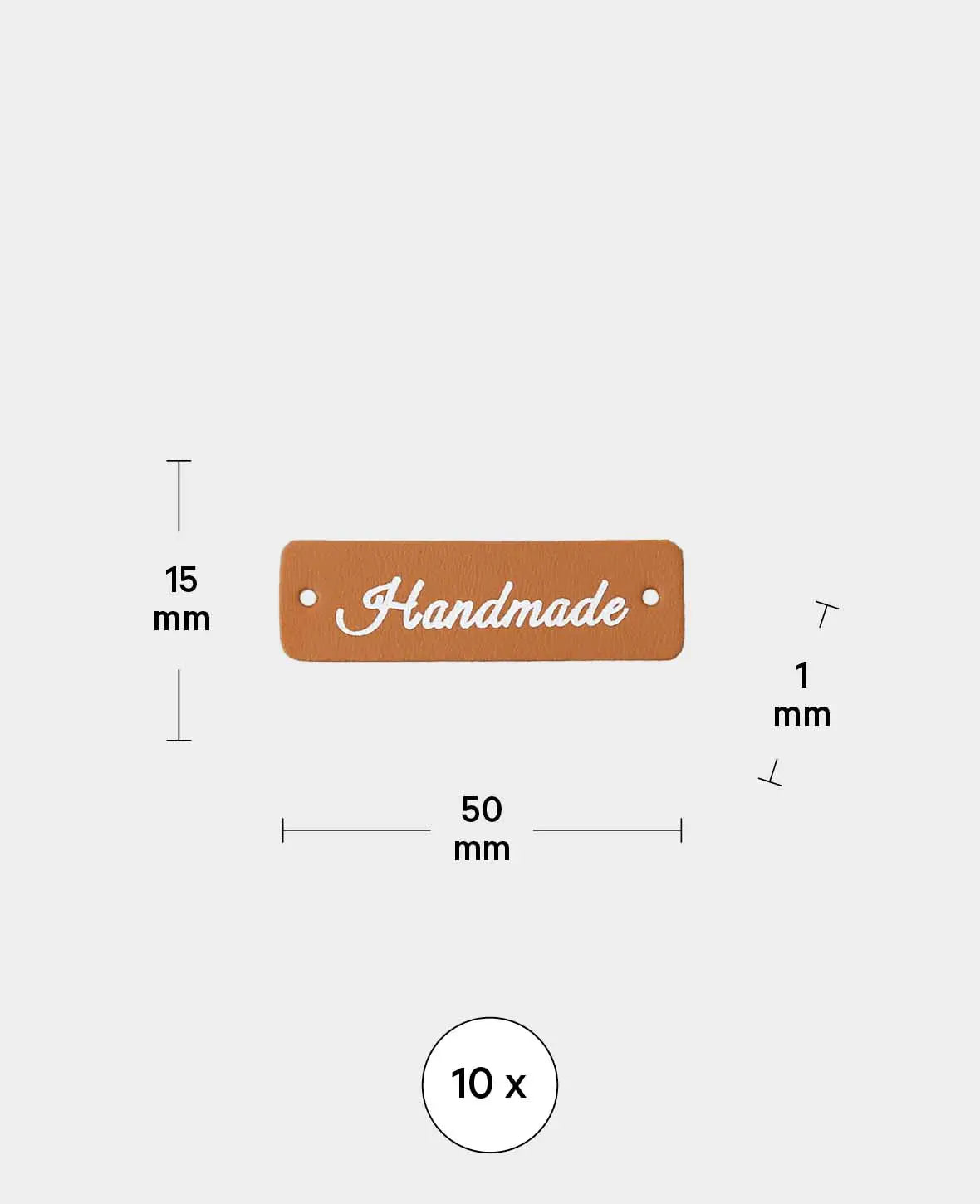 Label Handmade, Braun & Weiss, 50 x 15 x 1 mm, 10 Stk.
