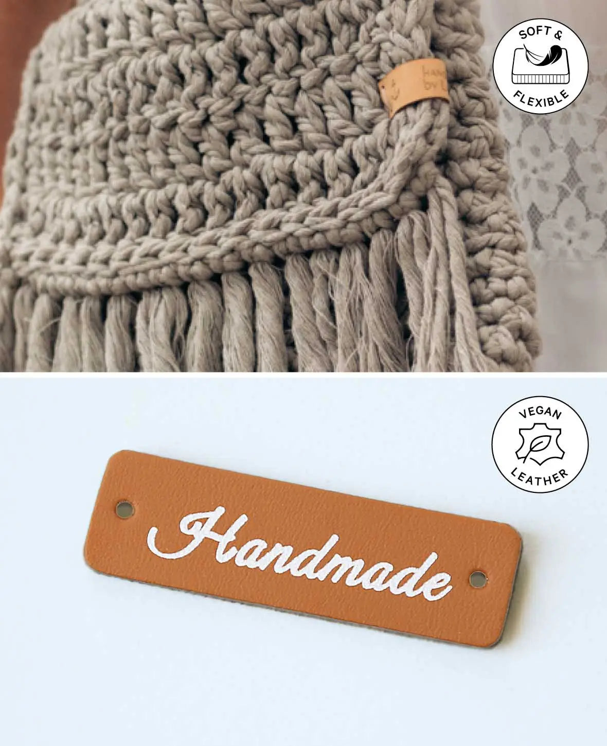 Label Handmade, Braun & Weiss, 50 x 15 x 1 mm, 10 Stk.