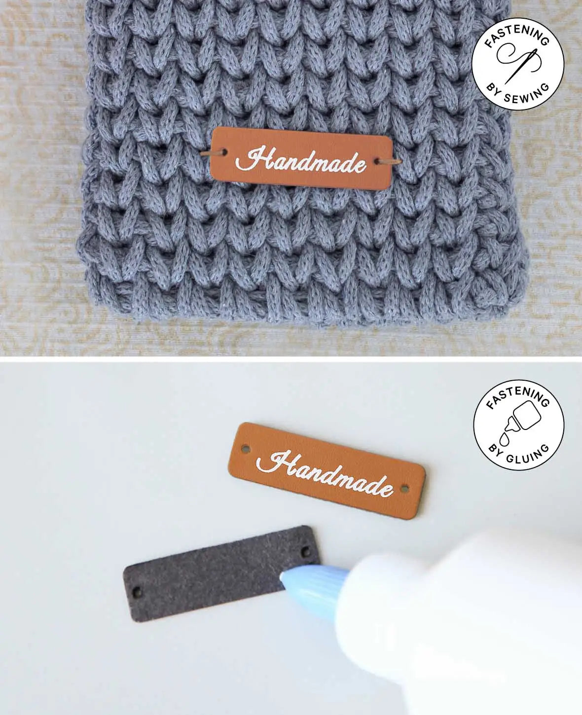Label Handmade, Braun & Weiss, 50 x 15 x 1 mm, 10 Stk.