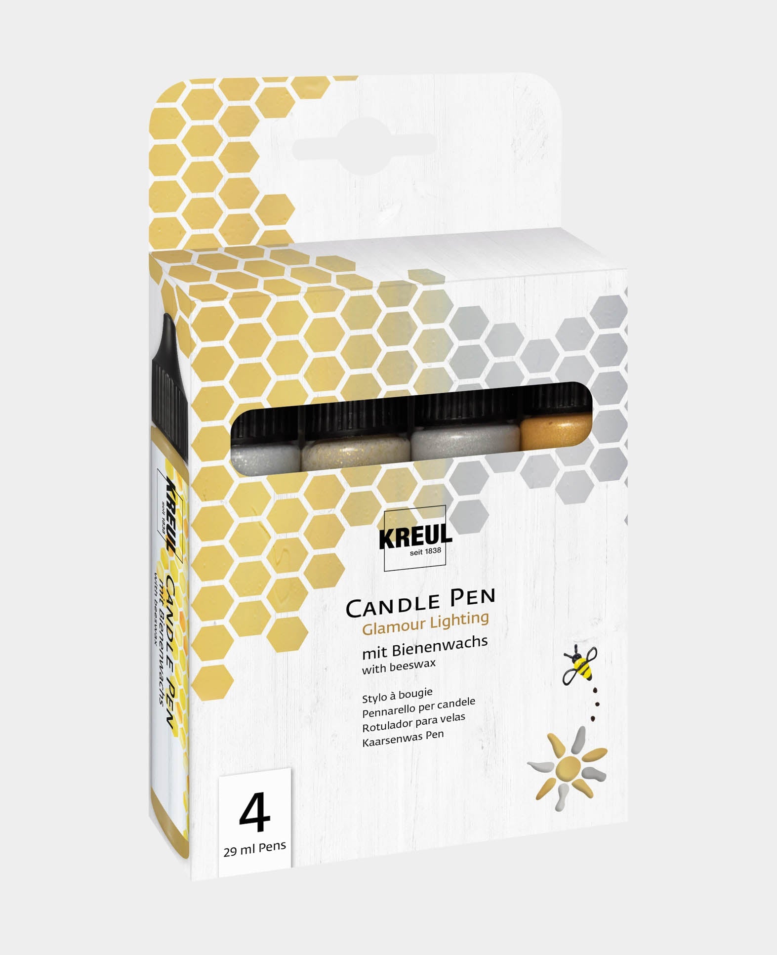 Candle Pen Set Glamour Lighting, Silber & Gold, 4 x 29 ml