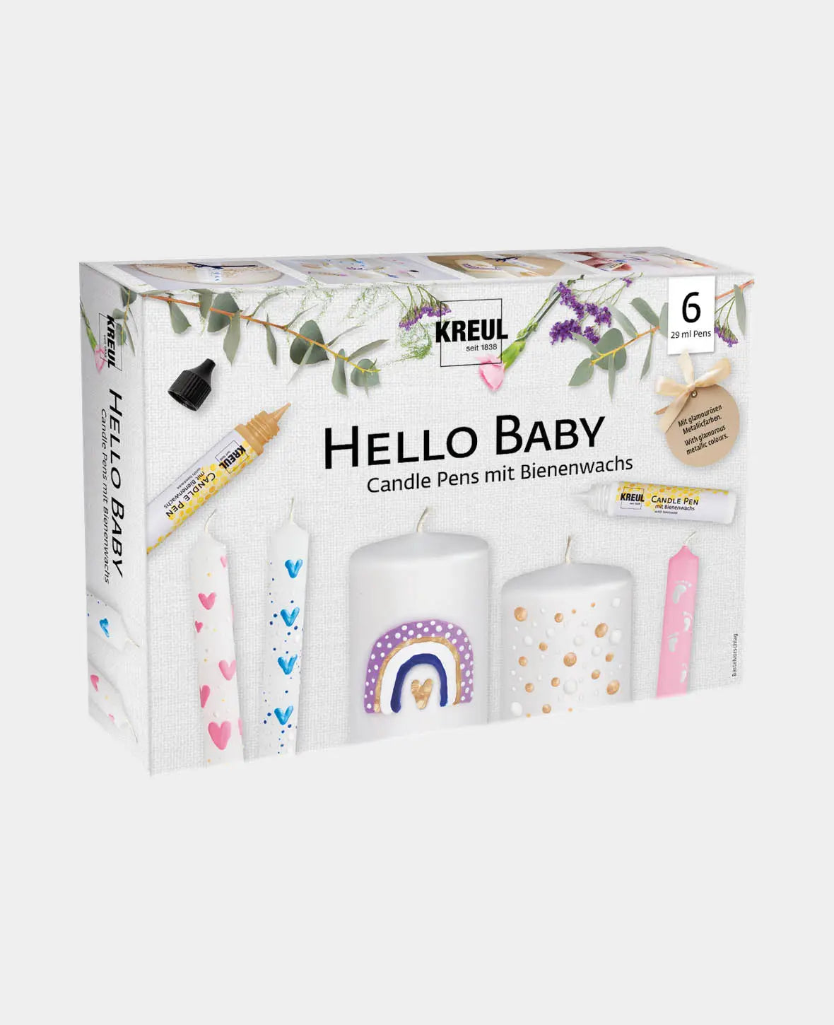 Candle Pen Set Hello Baby, Bunt, 6 x 29 ml