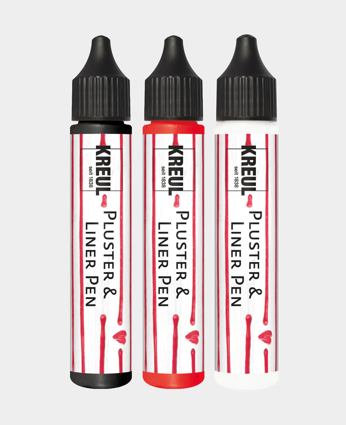 KREUL Pluster & Liner Pen 3er Set, 3 verschiedene Farben à 29 ml