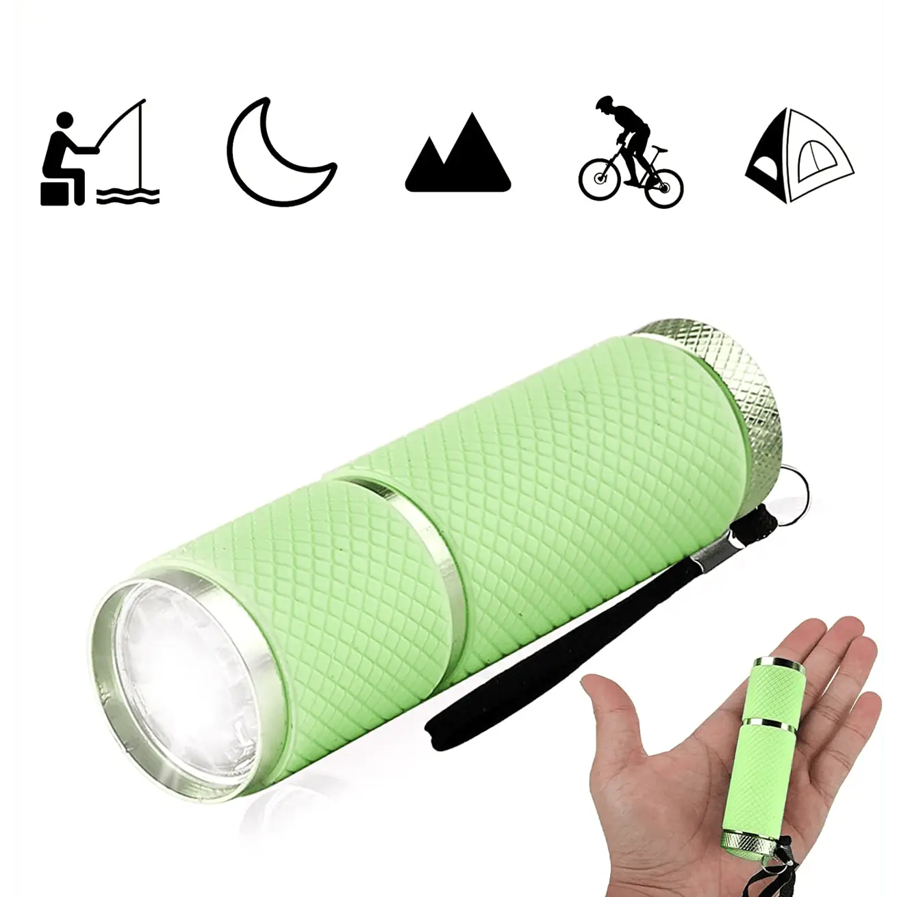 (4er Set) Mini Aluminium LED Taschenlampe mit Fluoreszierendem Silikon