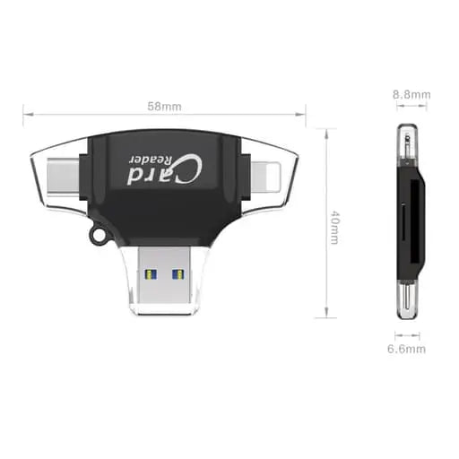 *4in1 USB Mini Kartenlesegerät Card Reader Lightning / Micro USB / USB