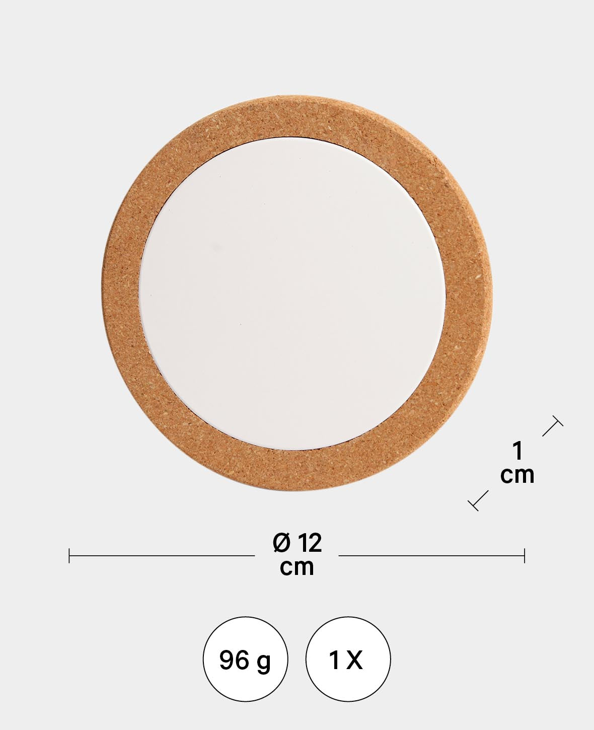 Cork Coasters, Brown & White, ø 12 cm