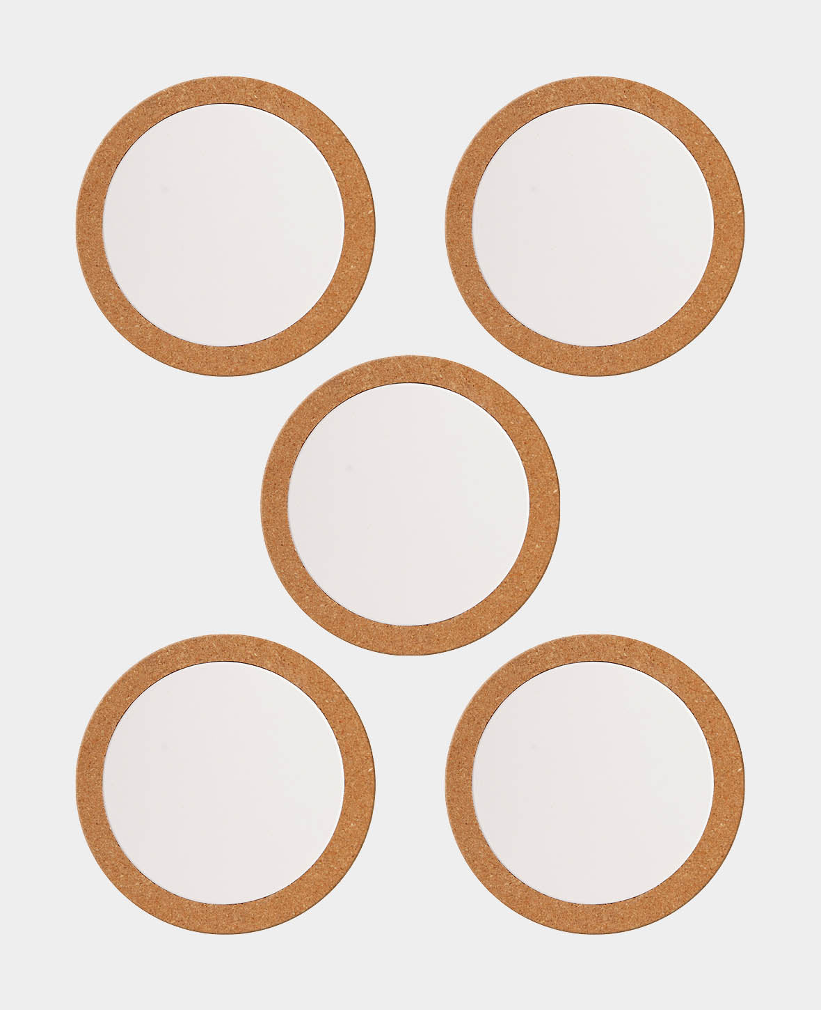 Cork coaster with porcelain plate, ø 19 cm, 5 pcs.