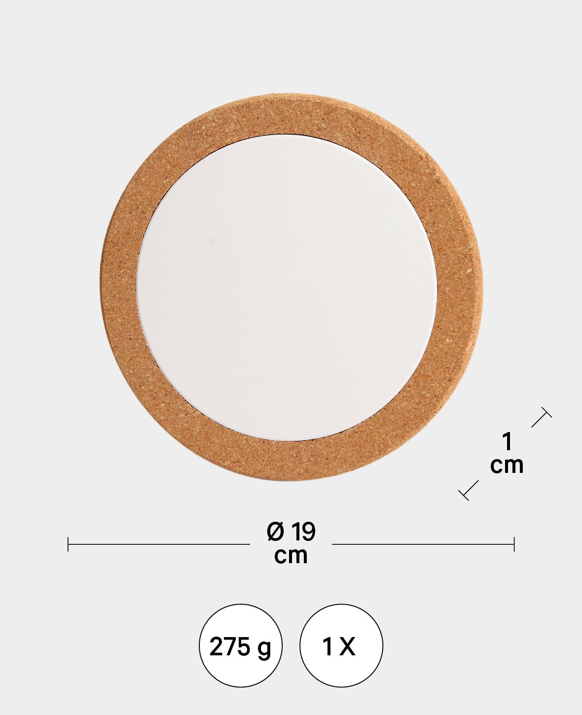 Cork coasters, brown & white, ø 19 cm