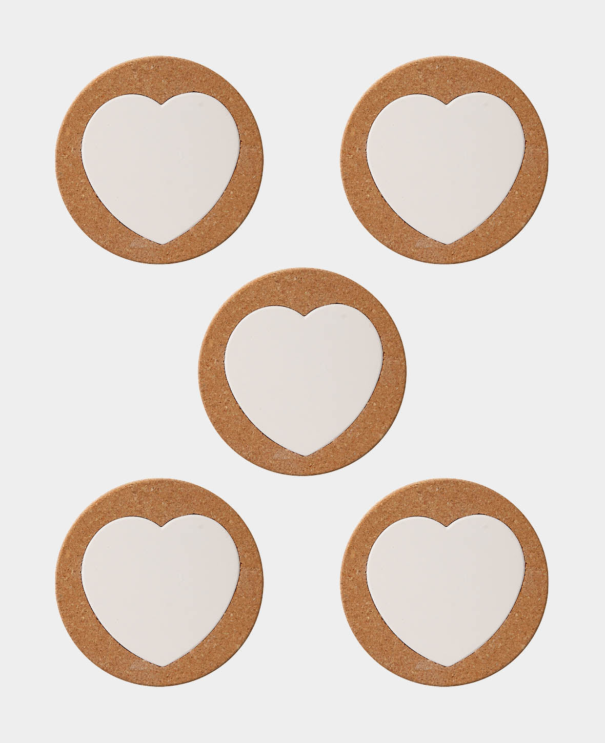 Cork Coaster Heart, ø 15 cm, 5 pcs.