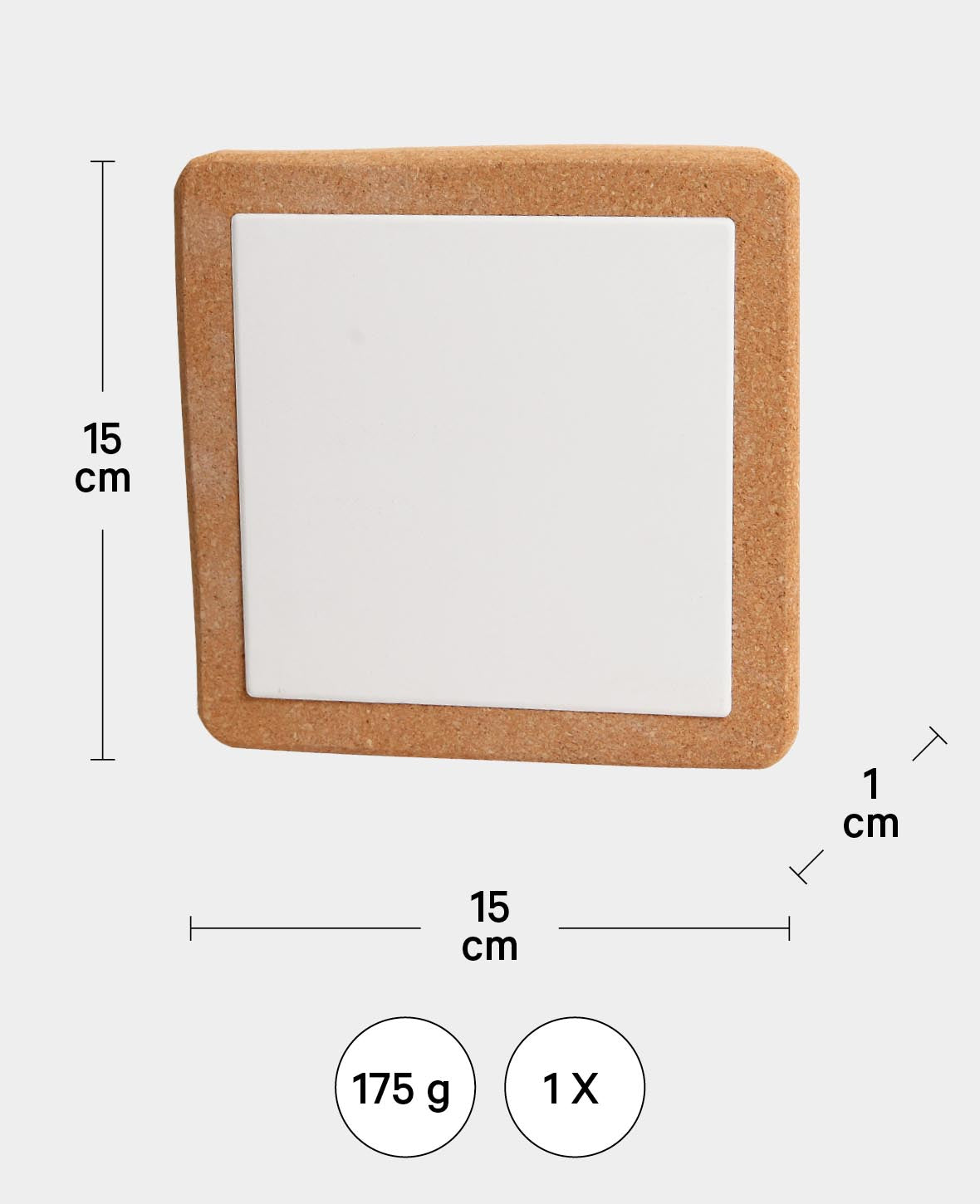 Cork Coasters, Brown & White, ø 15 cm