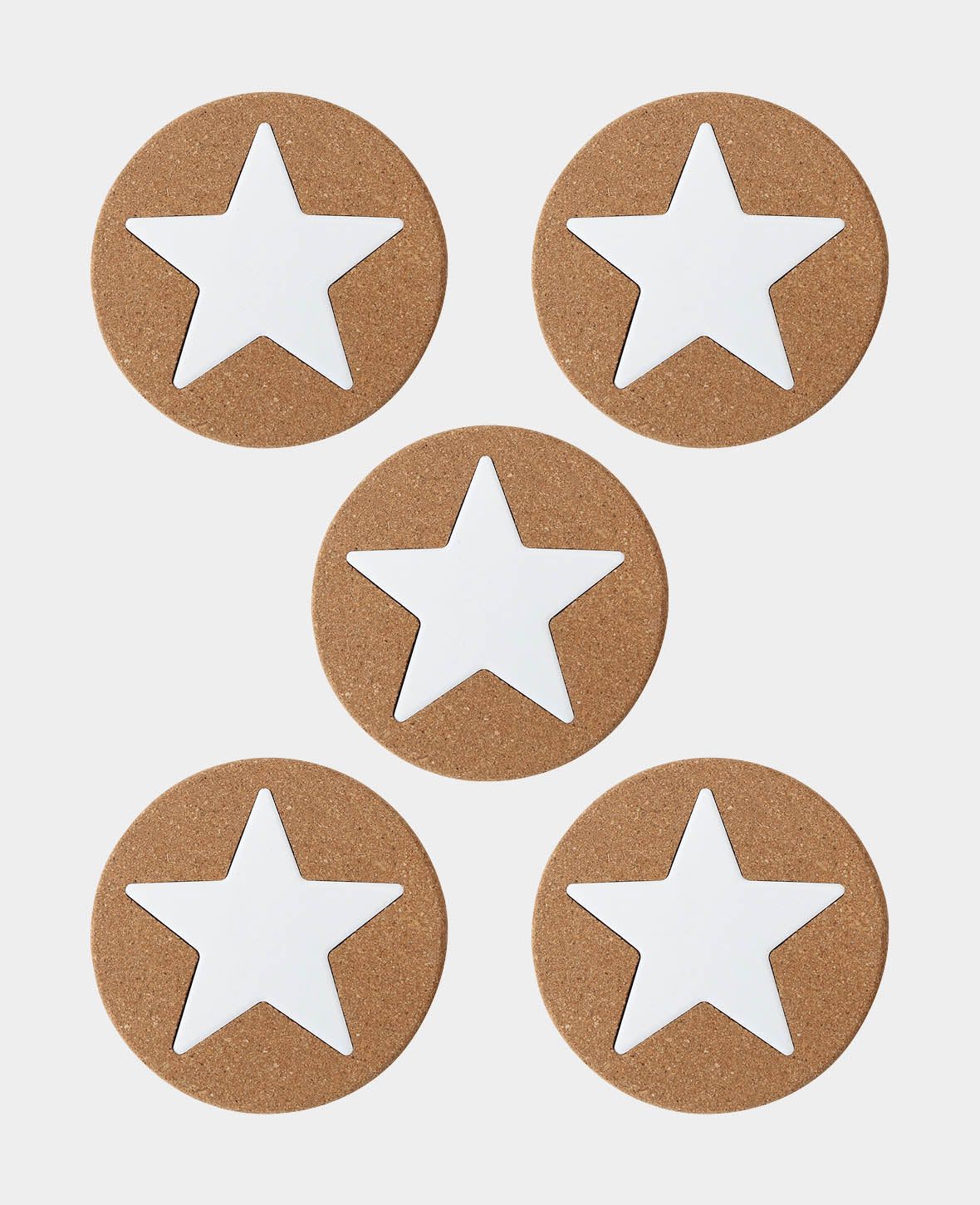 Cork Coasters Star, Brown & White, ø 20 cm, 5 pcs.