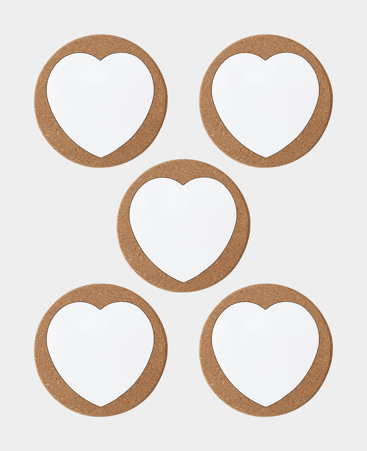 Cork coaster heart, ø 19 cm, 5 pcs.