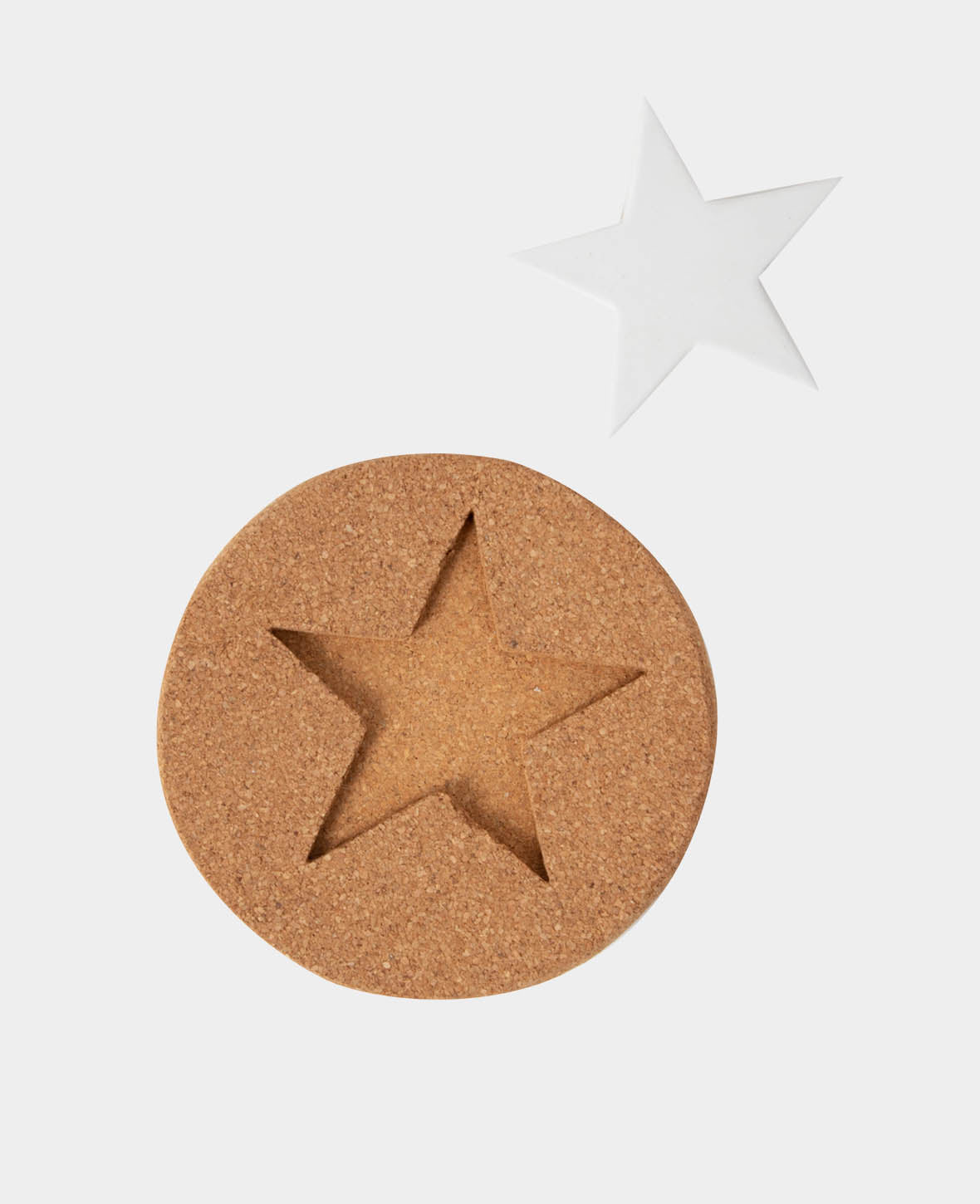 Sous-verres en liège étoile, Marron & Blanc, ø 15 cm, 5 pces.