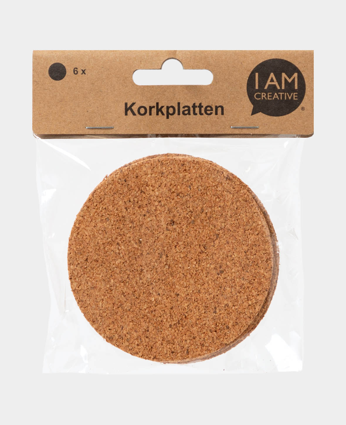 Cork Sheets Round, ø 9 x 0.3 cm, Brown, 6 pcs.