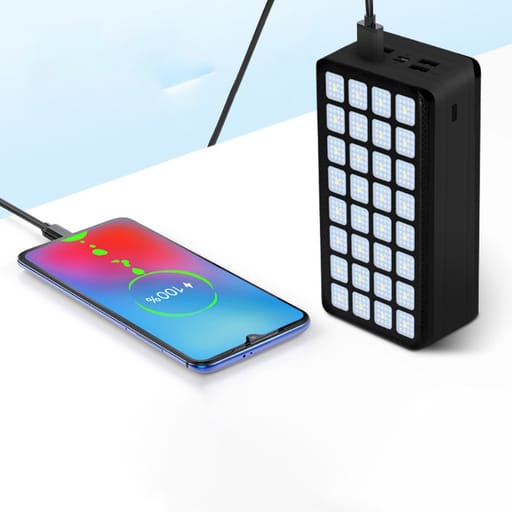 50000mAh 4x USB A Powerbank Outdoor Solar Flashlight with 32 LEDs -