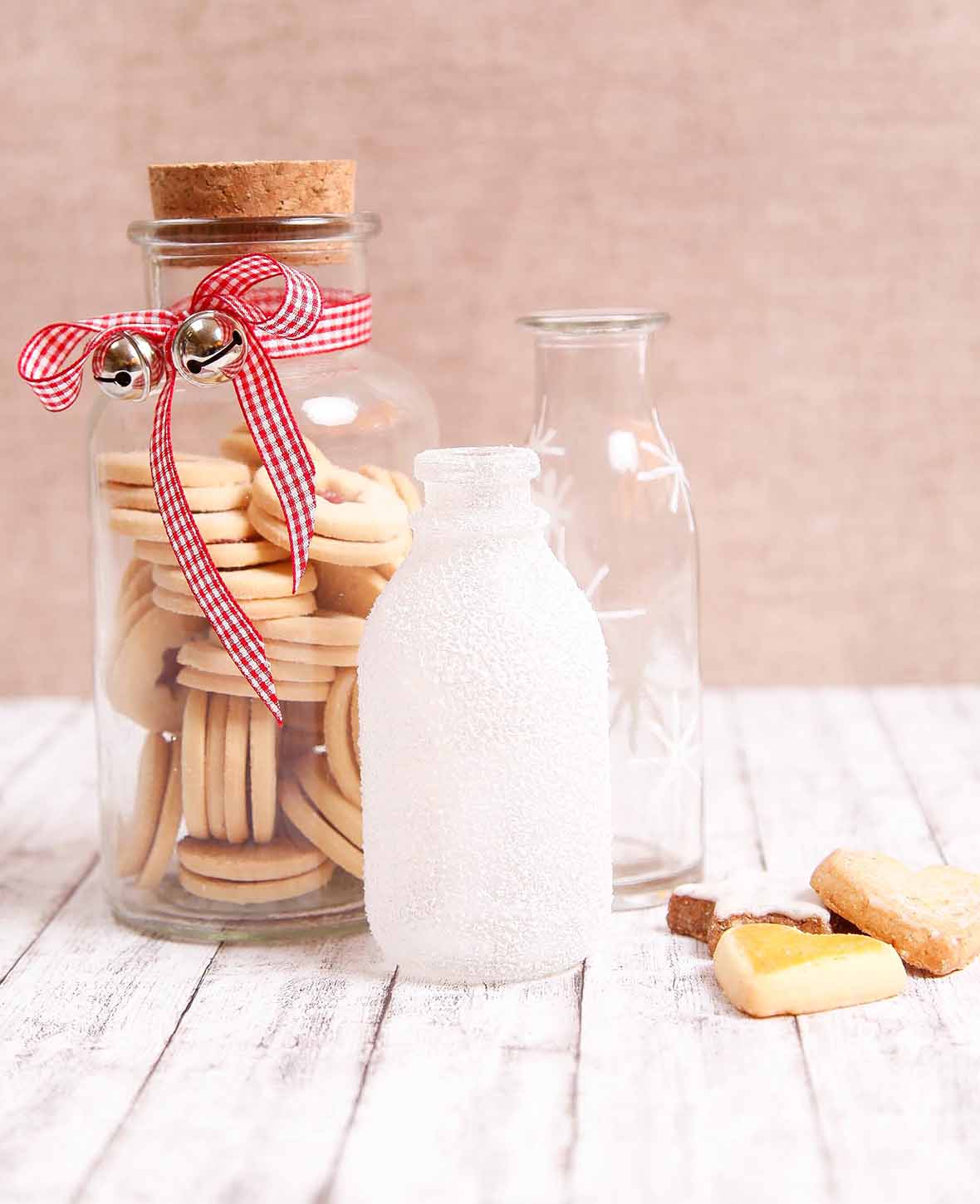 Mini bottles with cork stoppers, ø 2 x 5 cm & ø 2 x 7 cm, Transparent, 4 pcs.