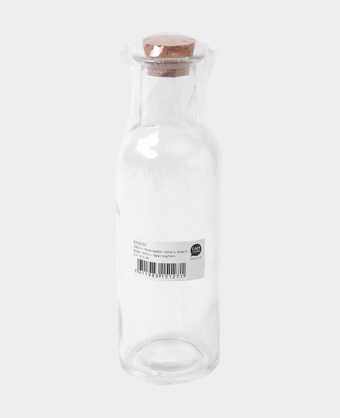 Glass with cork stopper, ø 5.5 x 17.5 cm, 225 ml