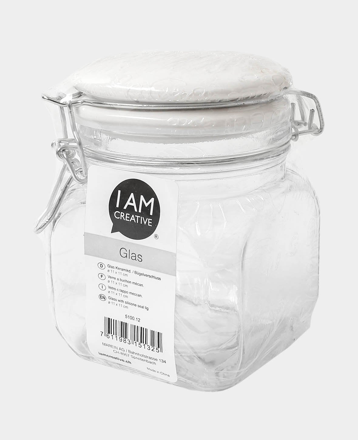 Storage jar with ceramic lid, 11 x 11 x 11 cm, 650 ml