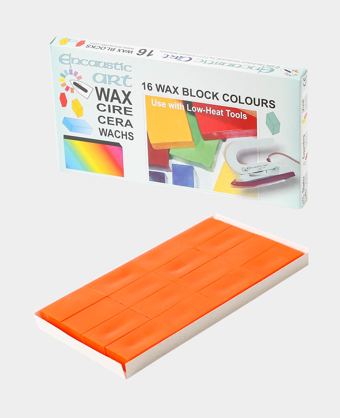 Encaustic Wax Blocks Set of 16, Neon Orange