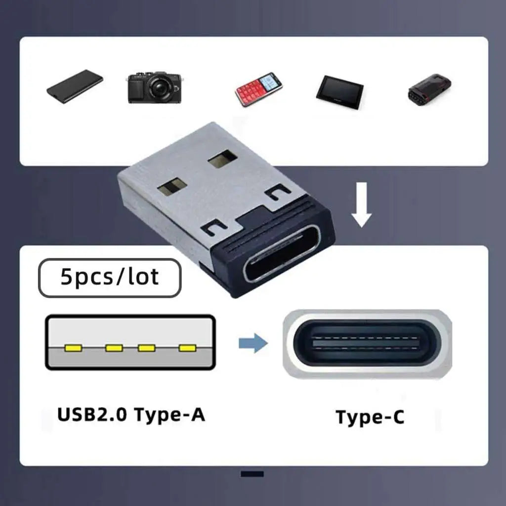 (5er Set) USB A auf USB C Lade und Daten Adapter Stecker Fast Charge -