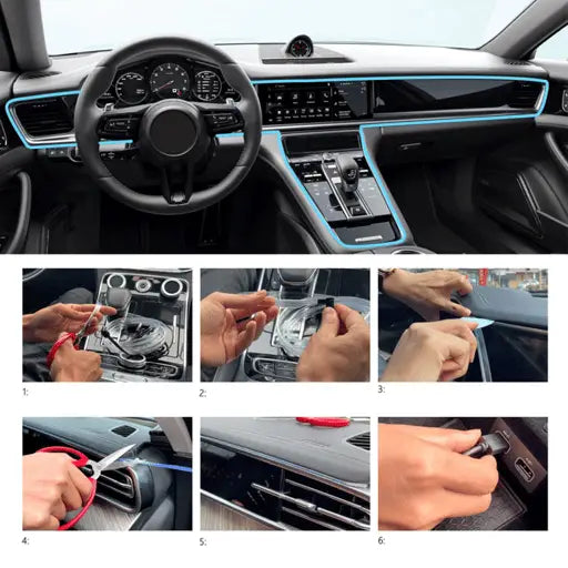 (5m) Bande lumineuse LED USB pour voiture, éclairage intérieur RVB