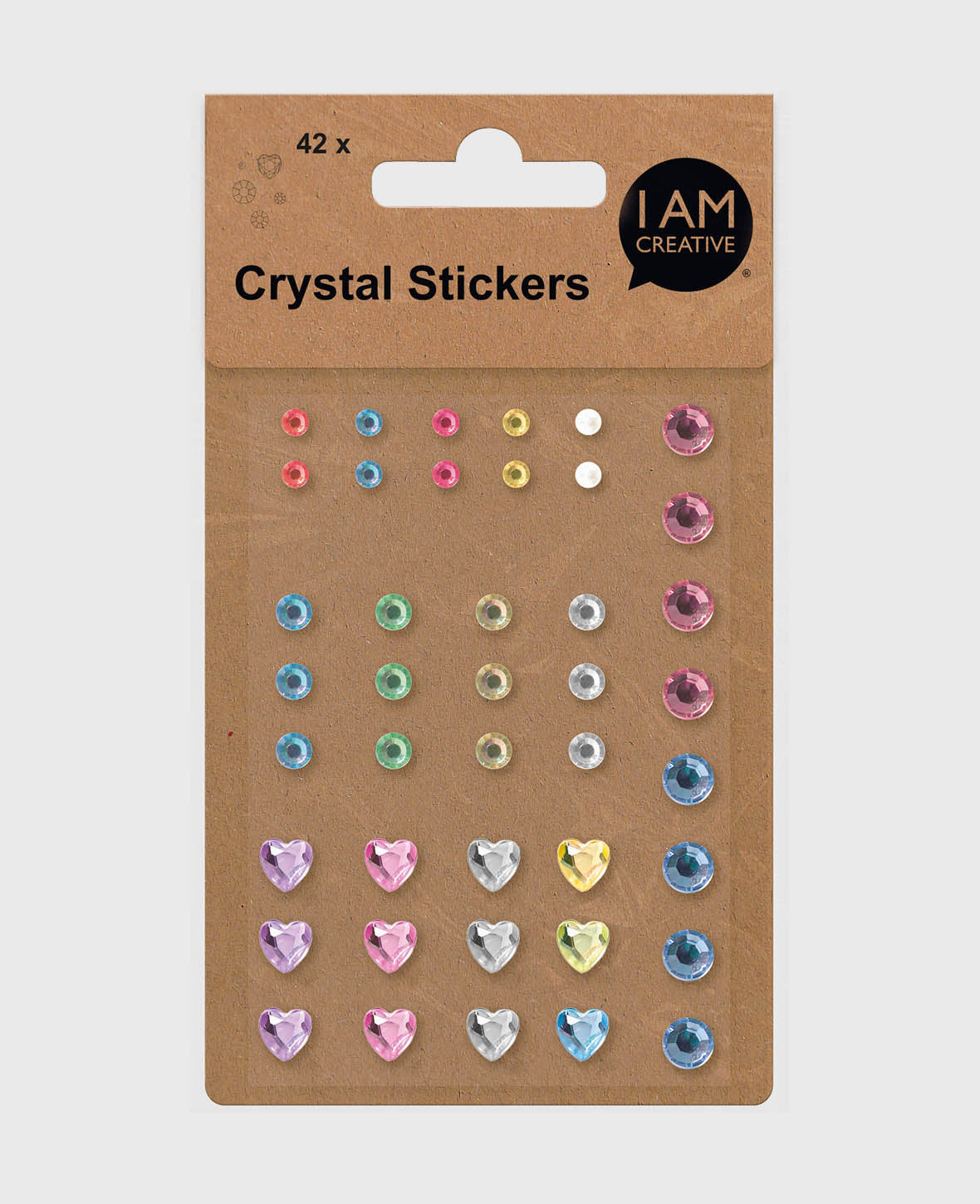 Crystal Sticker Set I, Bunt, ca. ø 4-8 mm, 42 Stk.