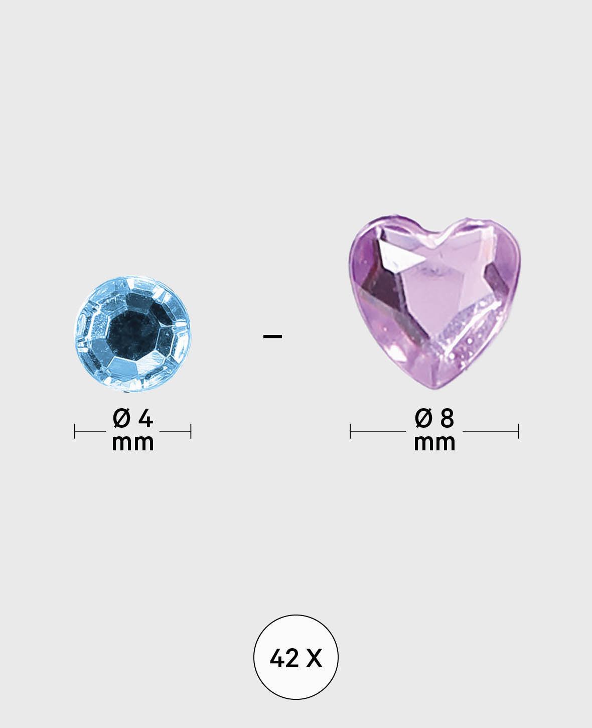 Crystal Sticker Set I, Bunt, ca. ø 4-8 mm, 42 Stk.