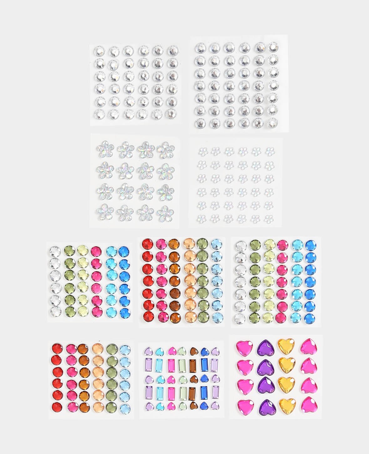 Crystal Sticker Set, Multicolored, approx. ø 6-12 mm, 337 pcs.