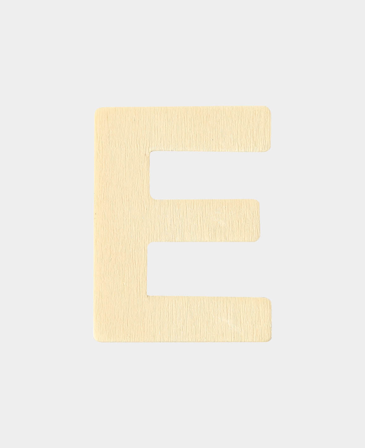 Wooden letter E, 3 x 0.3 x 4 cm, brown, 1 pc.