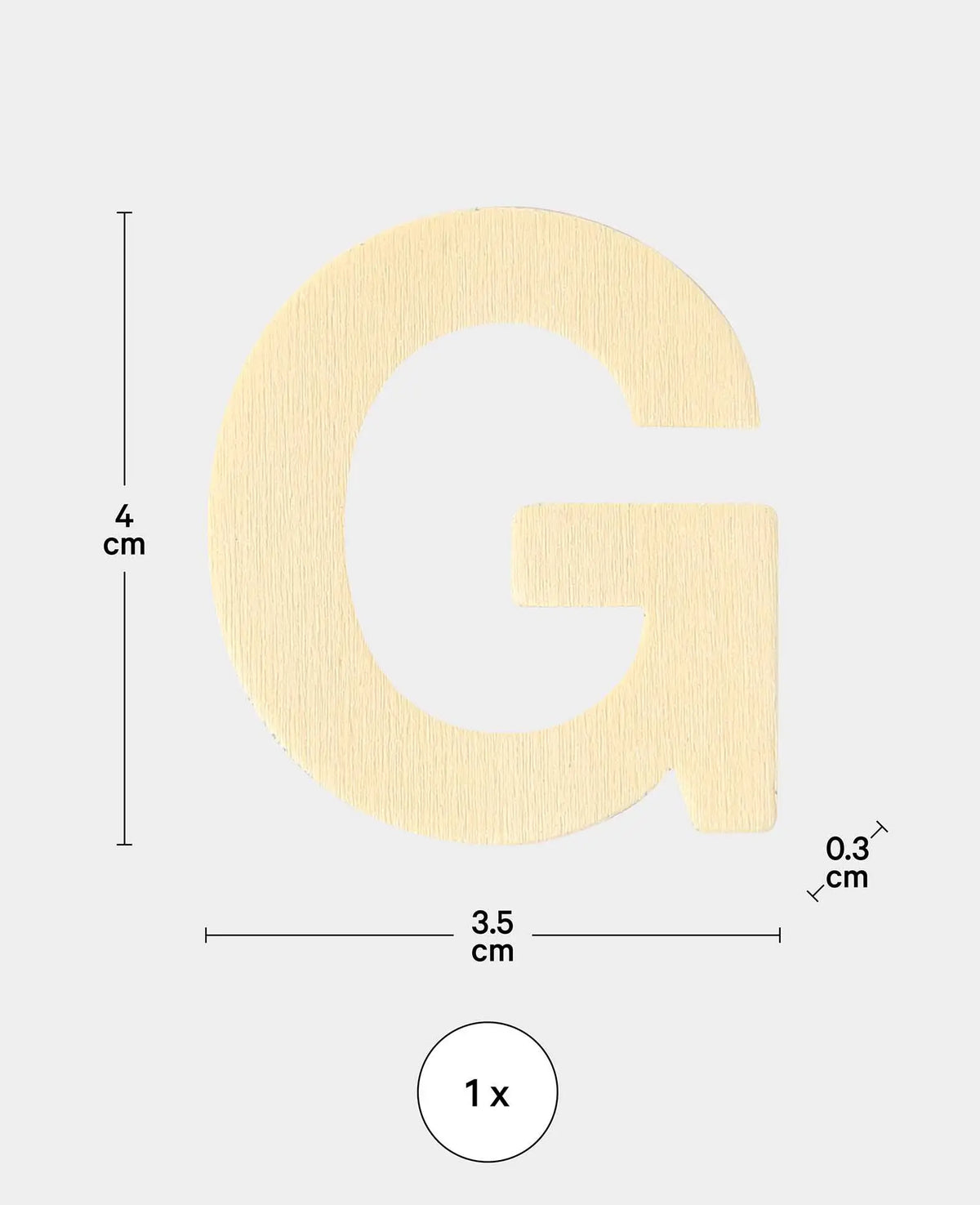 Lettre en bois G, 3,5 x 0,3 x 4 cm, marron, 1 pièce
